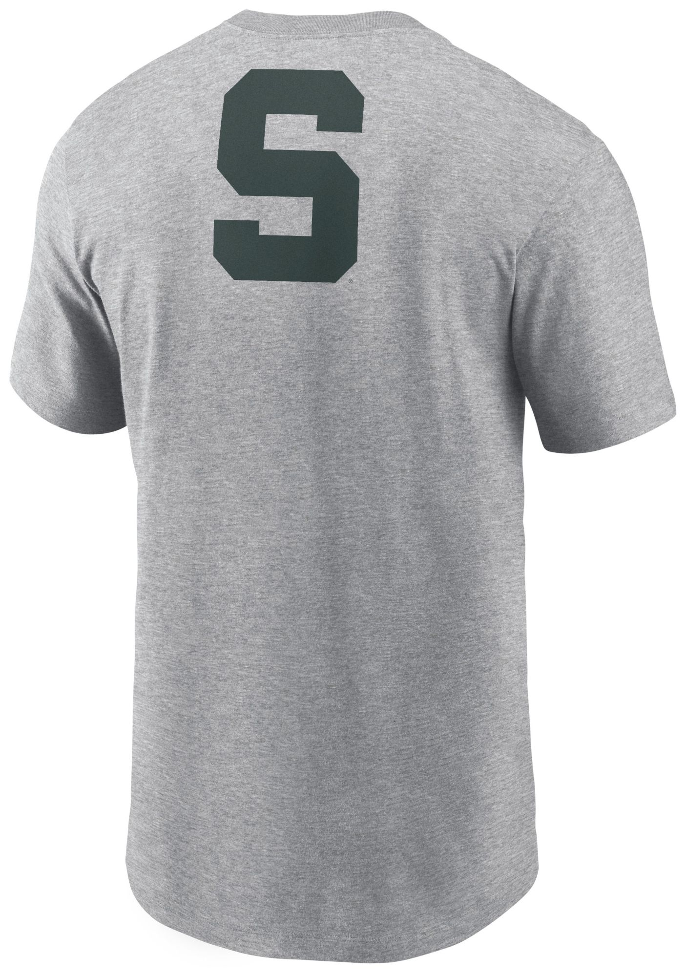 Nike Men's Michigan State Spartans Dark Grey Heather Double Hit Logo T-Shirt product image