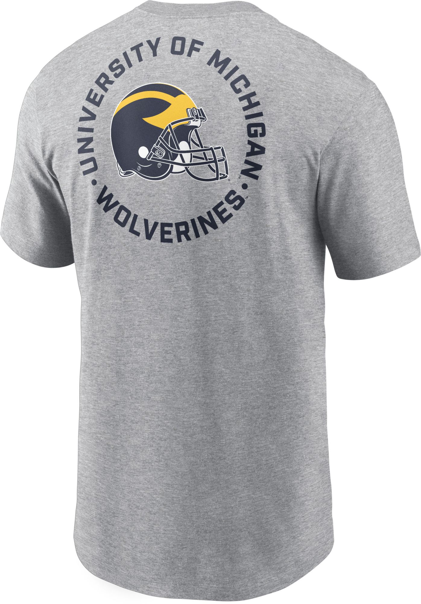 Jordan Men's Michigan Wolverines Dark Grey Heather Cotton 2 Sided T-Shirt product image
