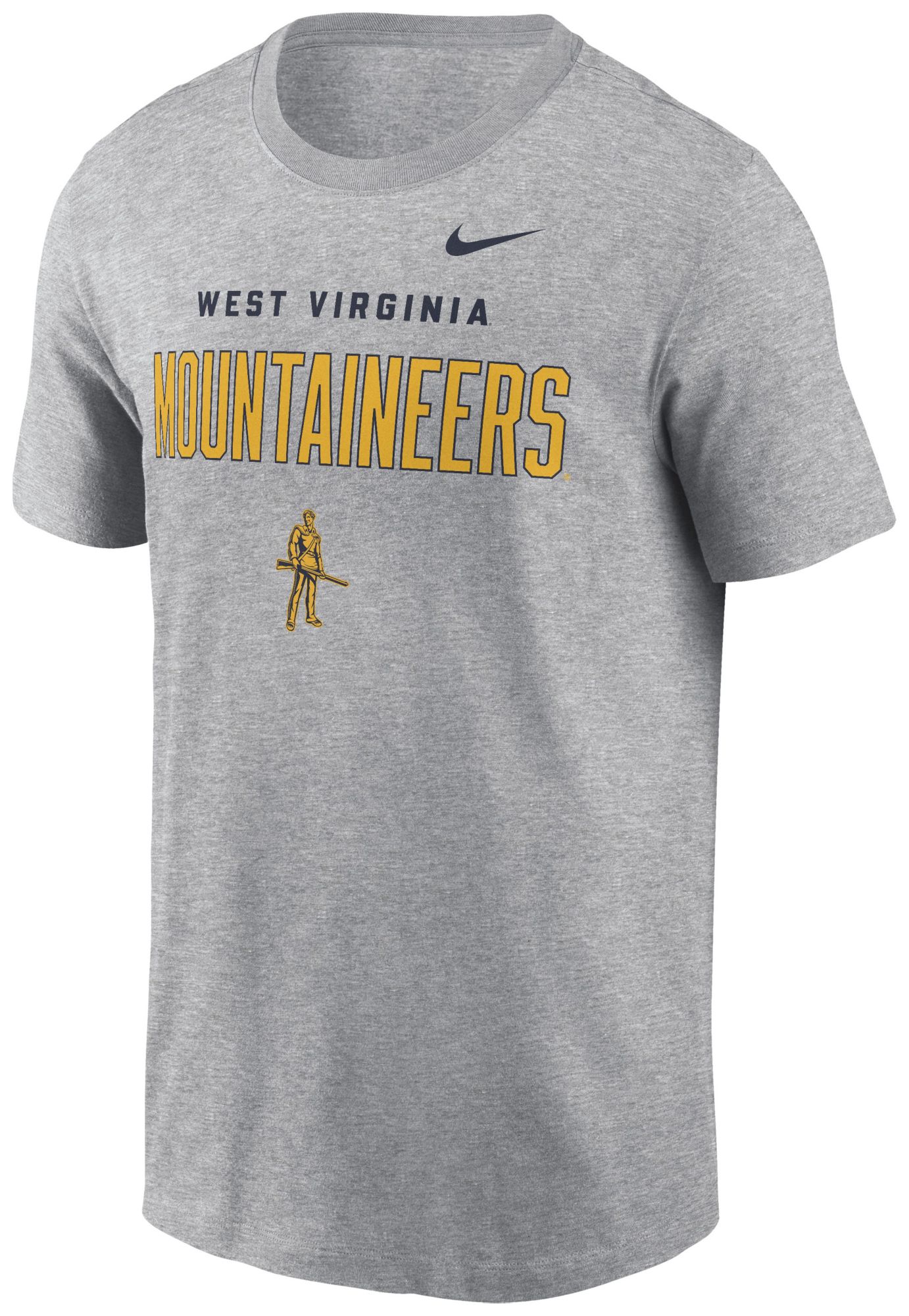 Nike Men's West Virginia Mountaineers Dark Grey Heather Double Hit Logo T-Shirt product image