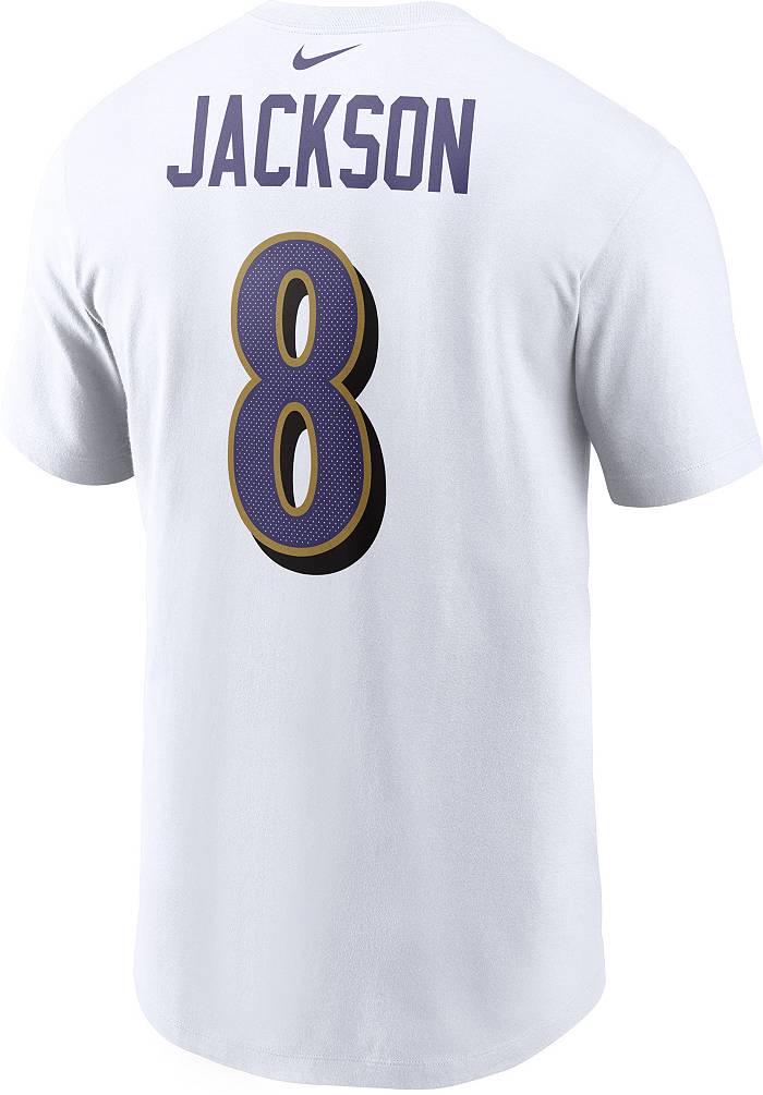 Nike Men's Baltimore Ravens Lamar Jackson #8 White T-Shirt