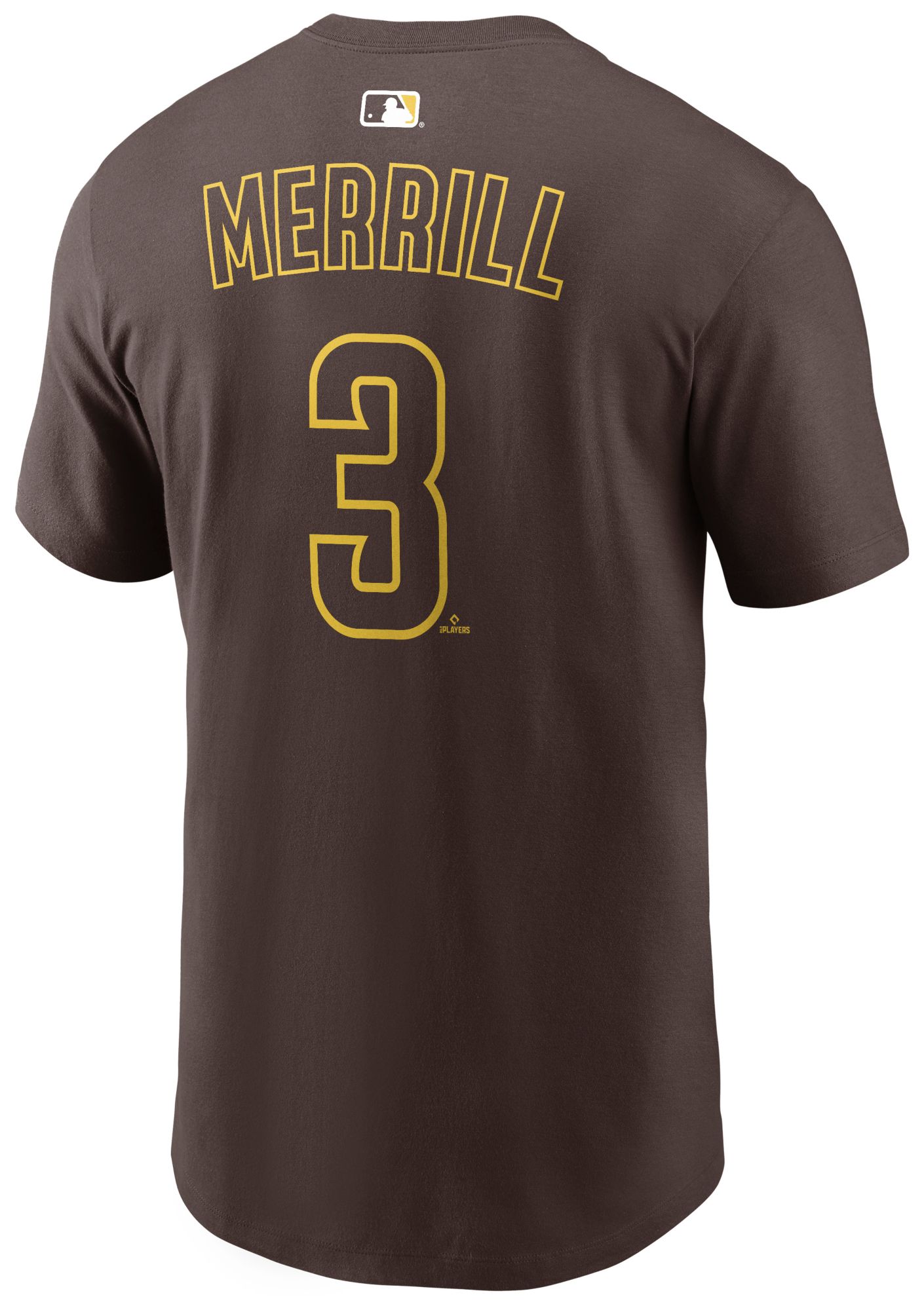 Nike Men's San Diego Padres Jackson Merrill #3 Brown Home T-Shirt product image