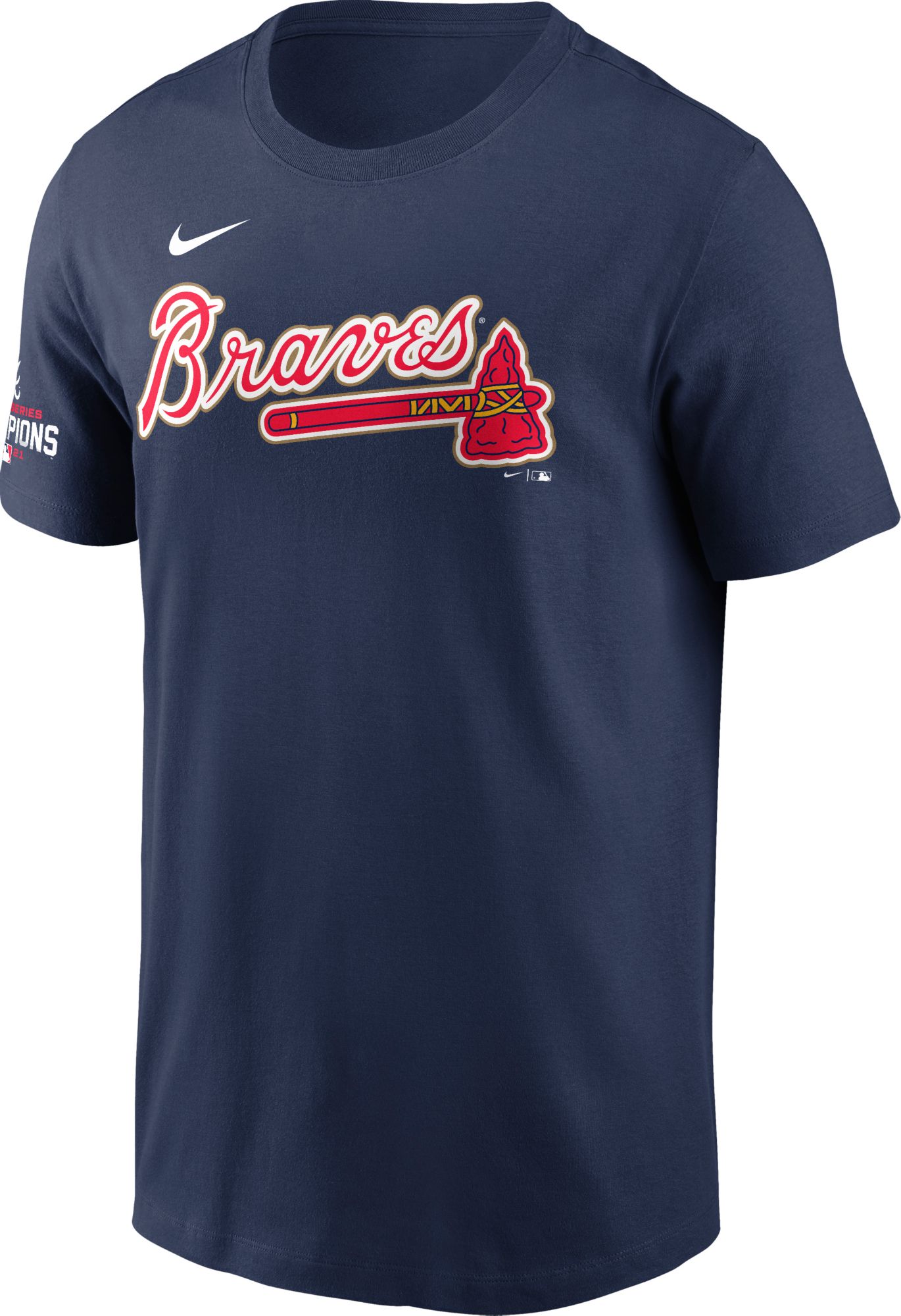 Nike Men's Atlanta Braves Ronald Acuña Jr. #13 2022 Gold Collection Navy Logo T-Shirt product image