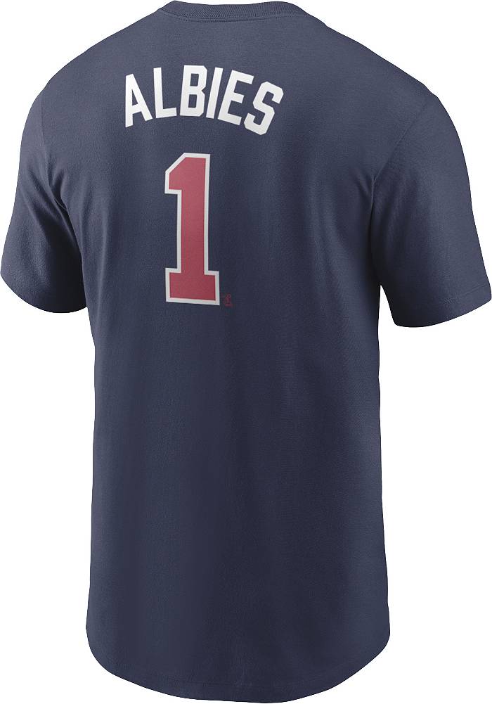 Nike Men's Atlanta Braves Ozzie Albies #1 Navy T-Shirt