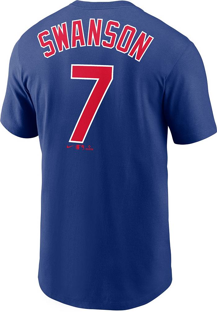 Chicago Cubs Dansby Swanson Autographed Blue Nike Jersey Size L