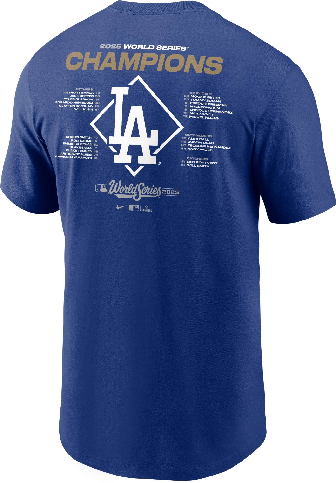 Nike Men's Los Angeles Dodgers 2025 World Series Champions Roster T-Shirt product image