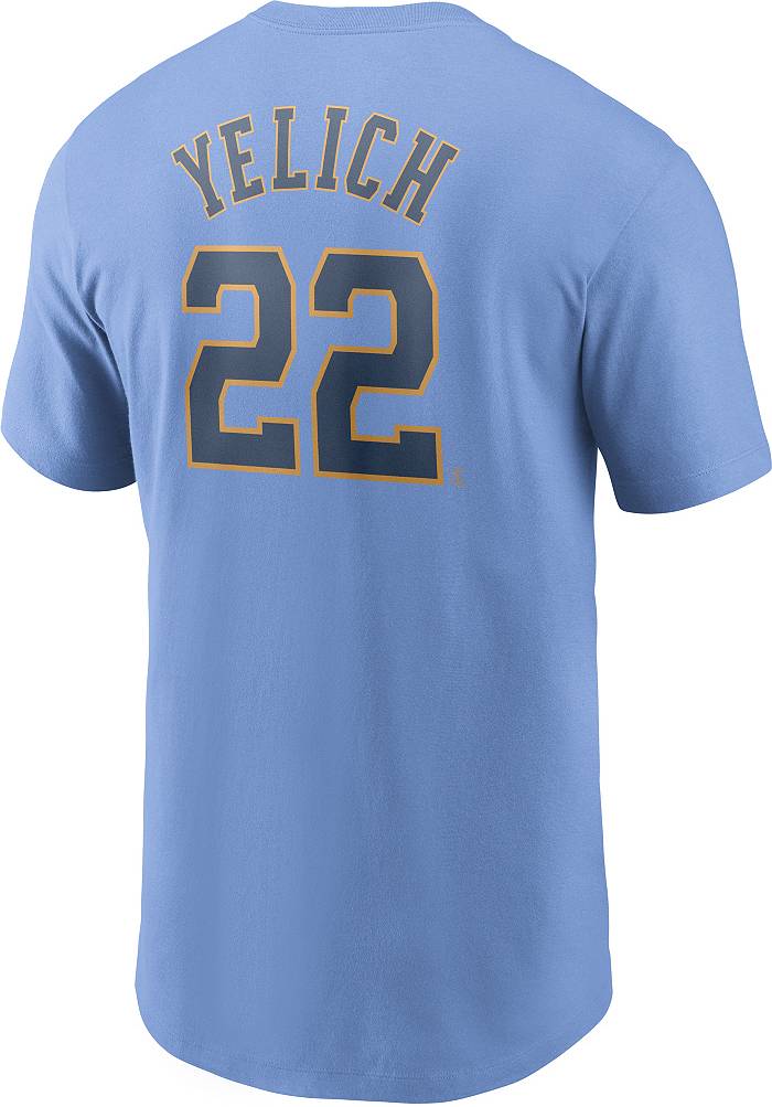 Men's Nike Christian Yelich Gold Milwaukee Brewers Name & Number Team  T-Shirt