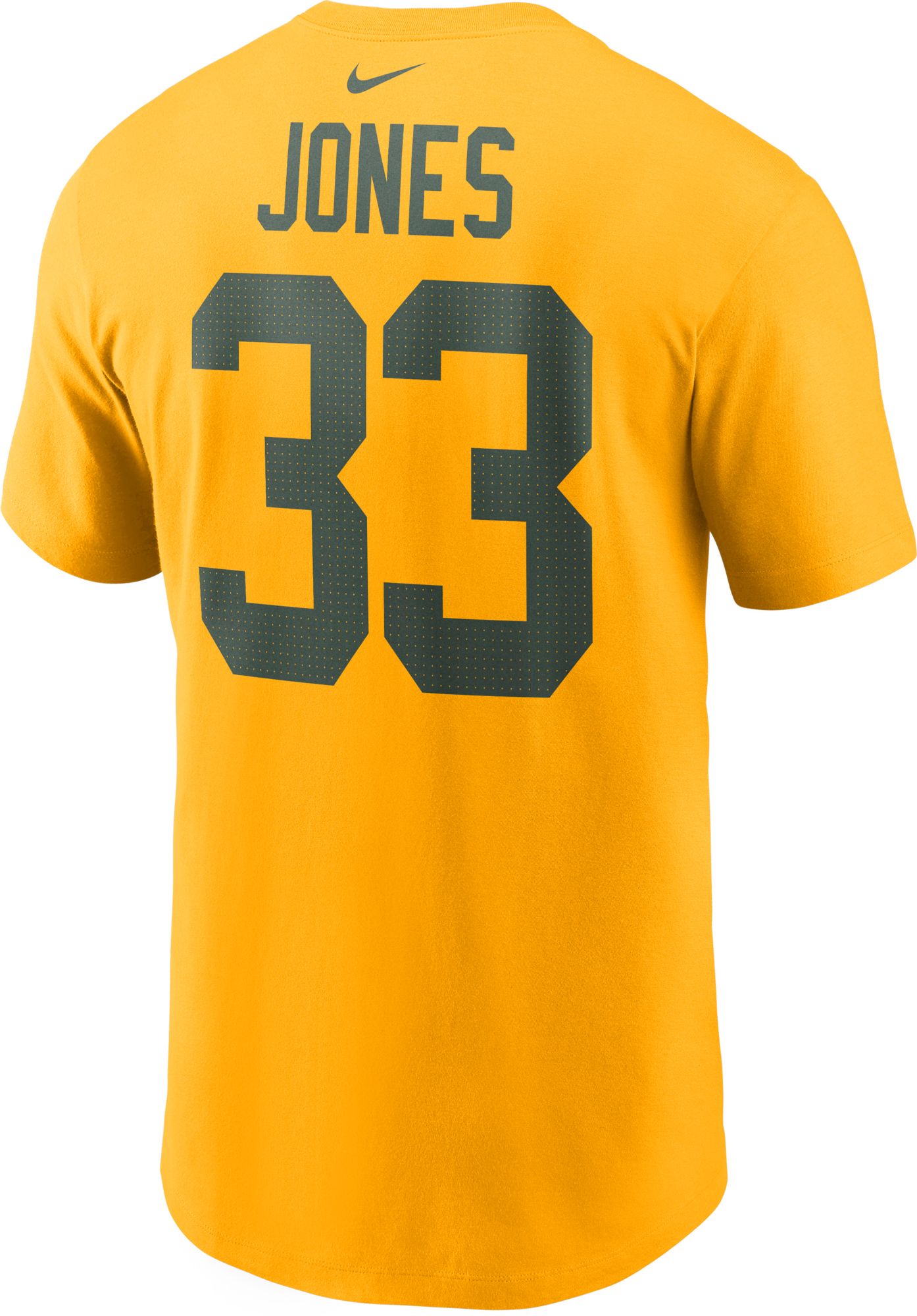 Nike Men's Green Bay Packers Aaron Jones #33 Gold T-Shirt