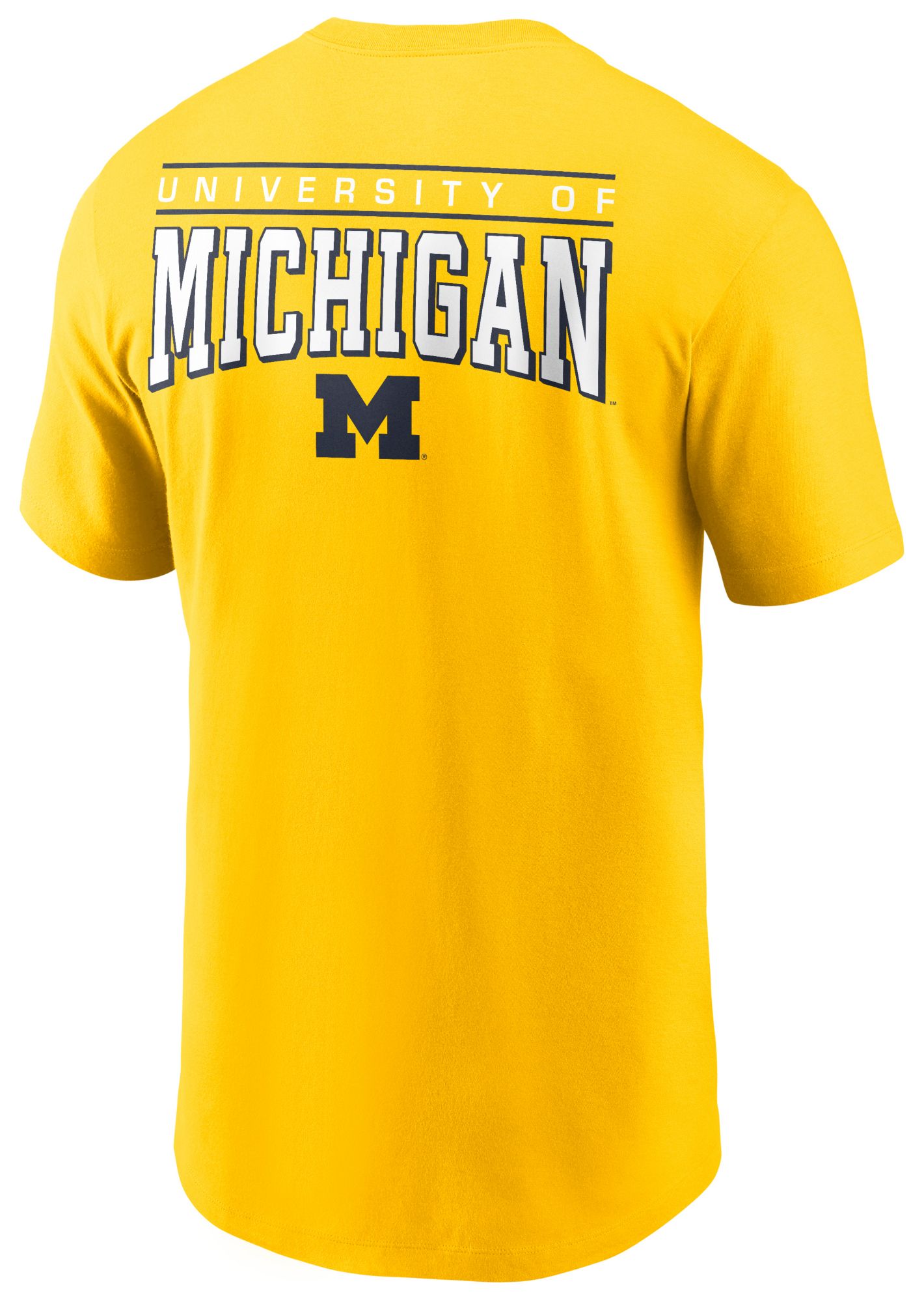 Nike Men's Michigan Wolverines Maize Core Cotton Double Hit Logo T-Shirt product image