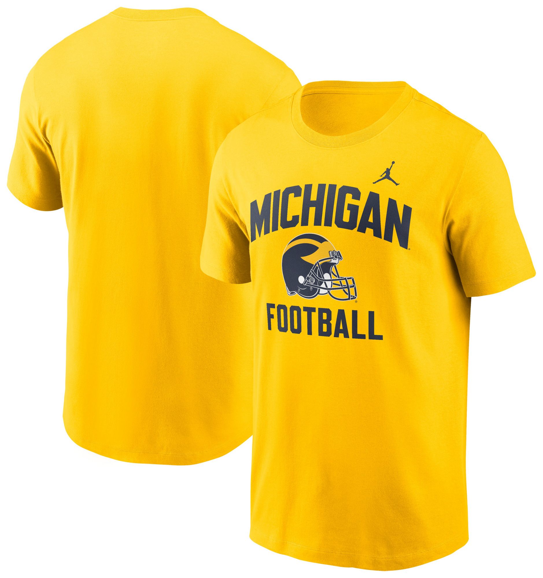 Jordan Men's Michigan Wolverines Maize Football Helmet T-Shirt product image