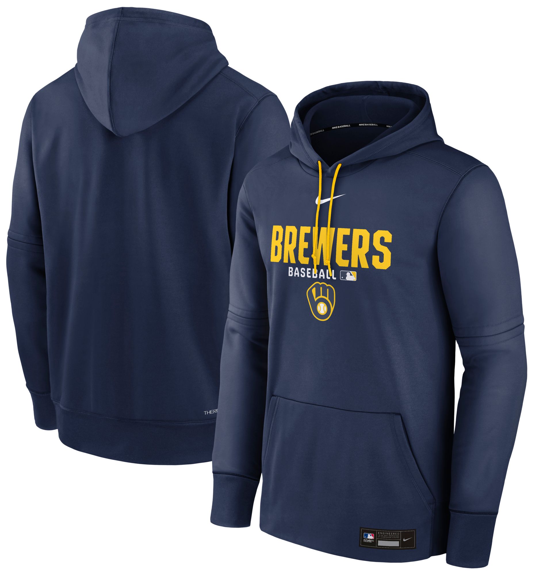 Nike Men's Milwaukee Brewers Navy Authentic Collection Therma Hoodie product image