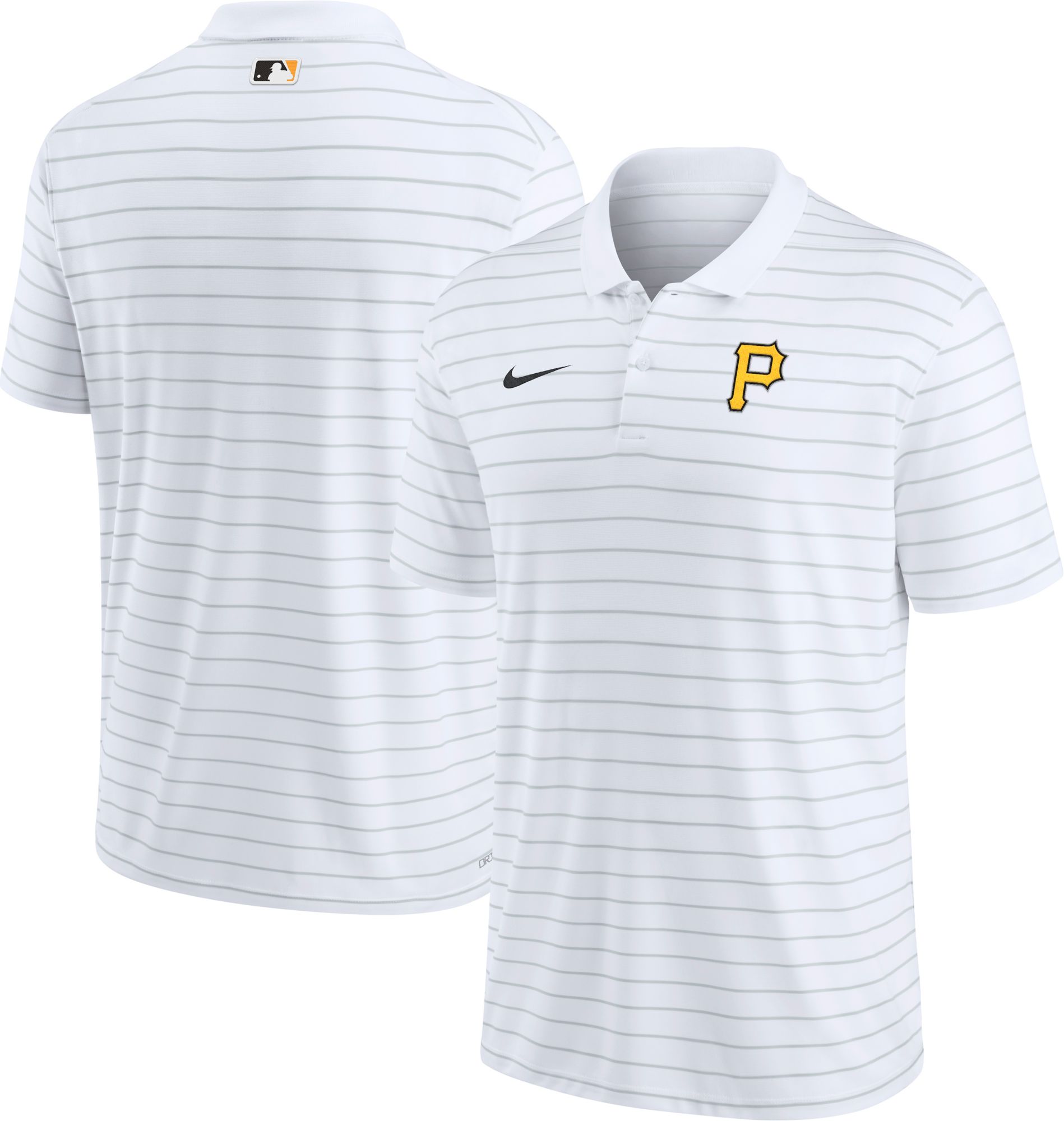 Nike Men's Pittsburgh Pirates White Authentic Collection  Stripe Polo