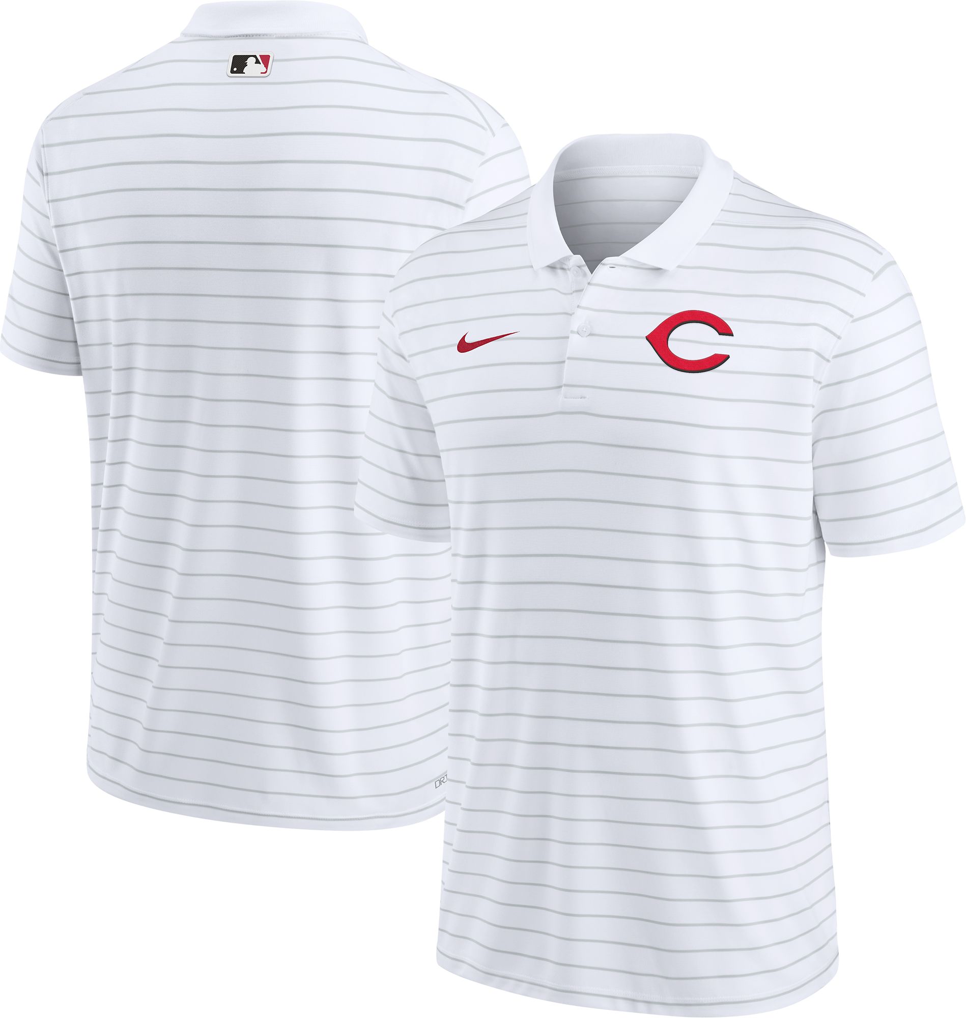 Nike Men's Cincinnati Reds White Authentic Collection  Stripe Polo