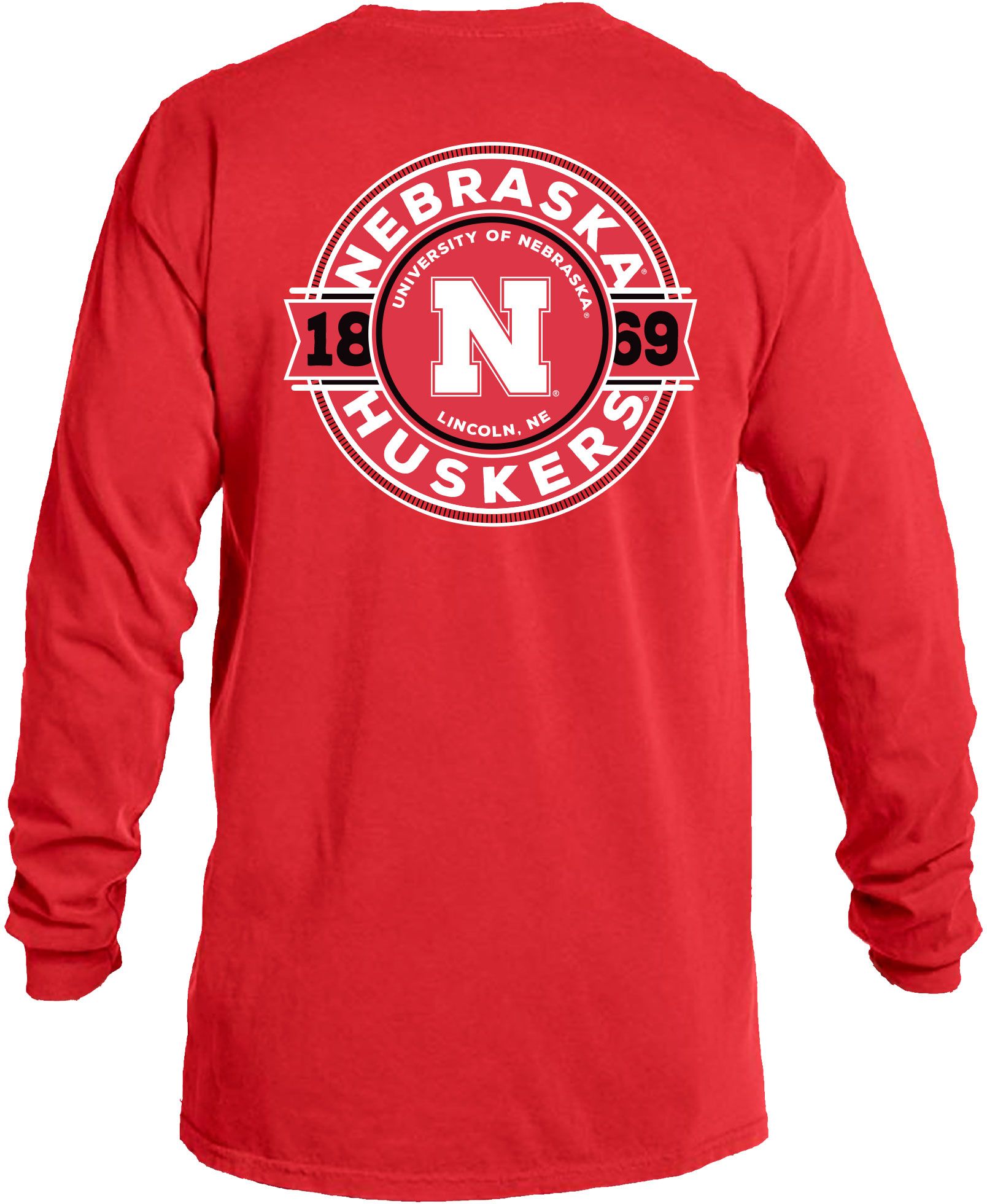 Image One Men's Nebraska Cornhuskers Scarlet Rounds Long Sleeve T-Shirt product image