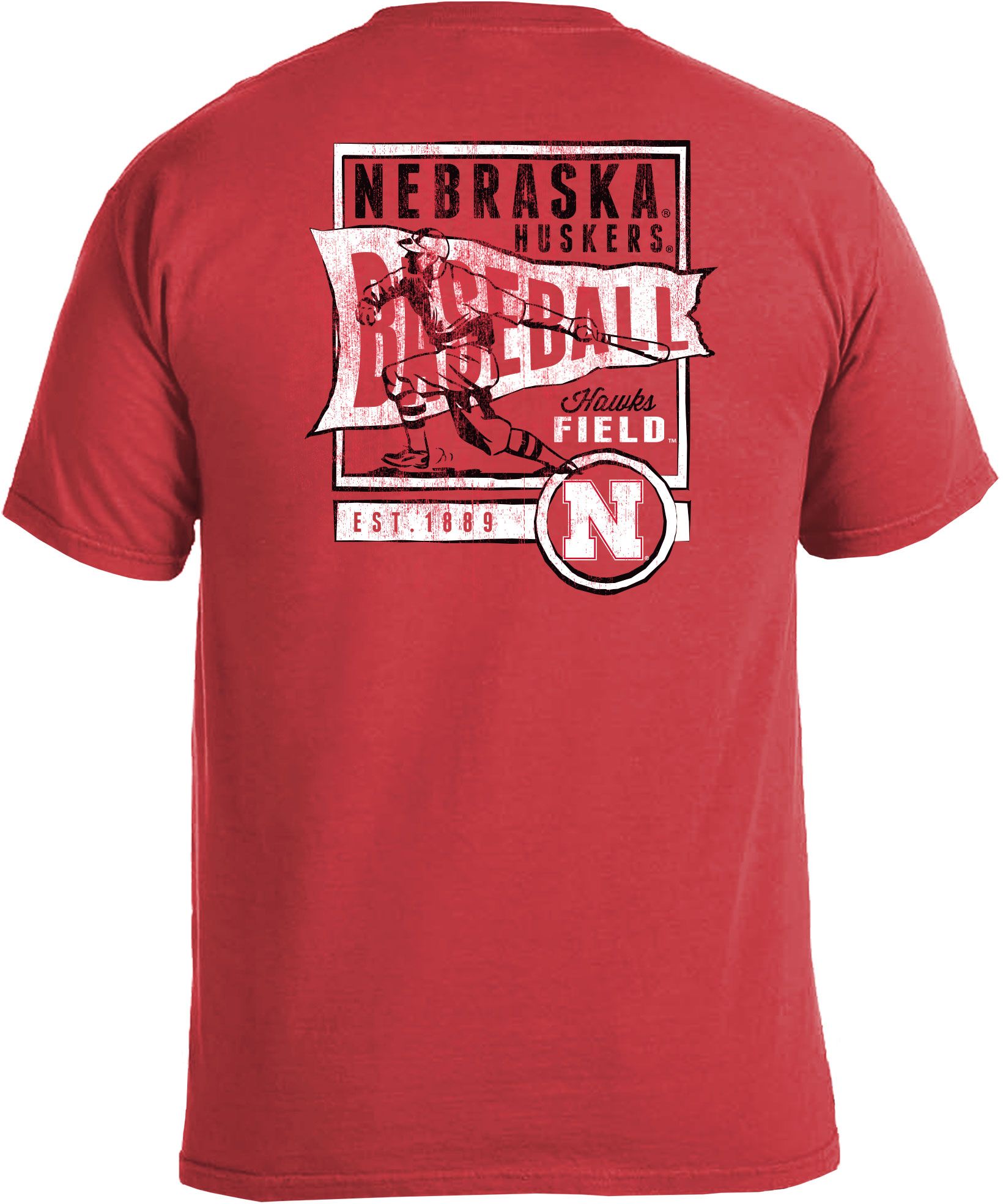 Image One Men's Nebraska Cornhuskers Scarlet Baseball Flag T-Shirt product image