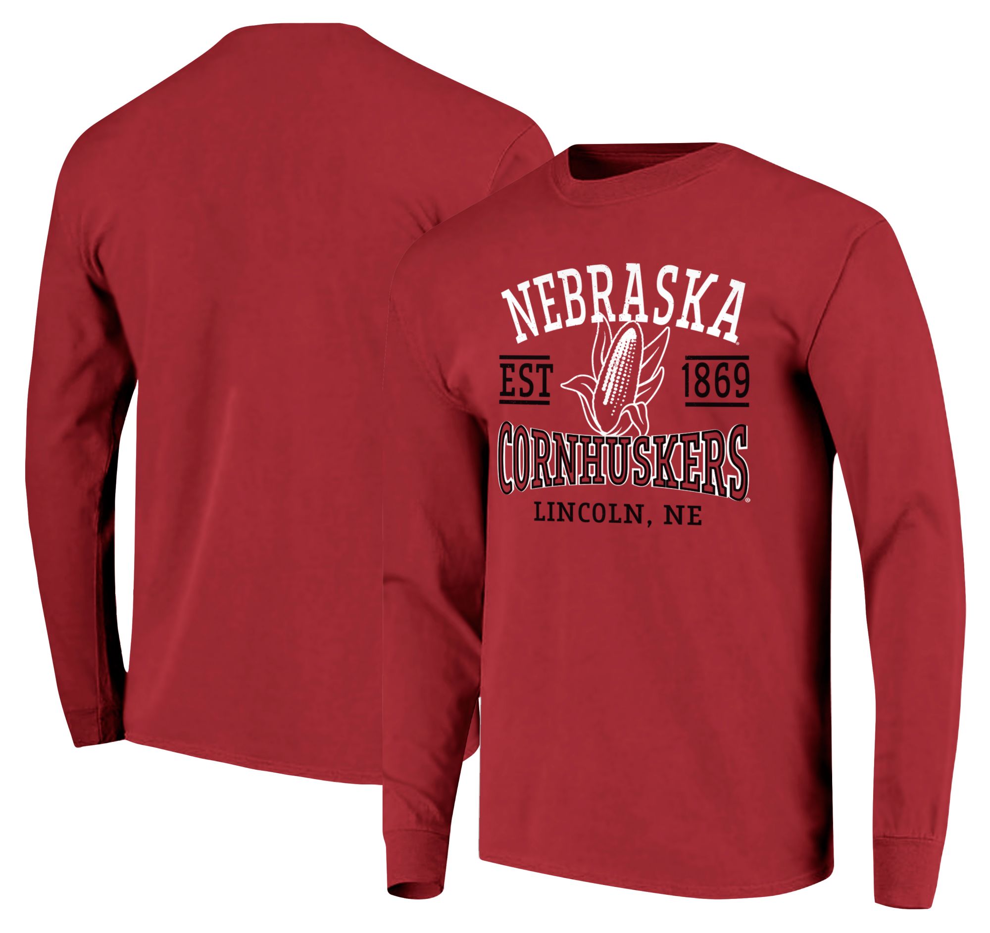 Image One Men's Nebraska Cornhuskers Red Vintage Arch Long Sleeve T-Shirt product image