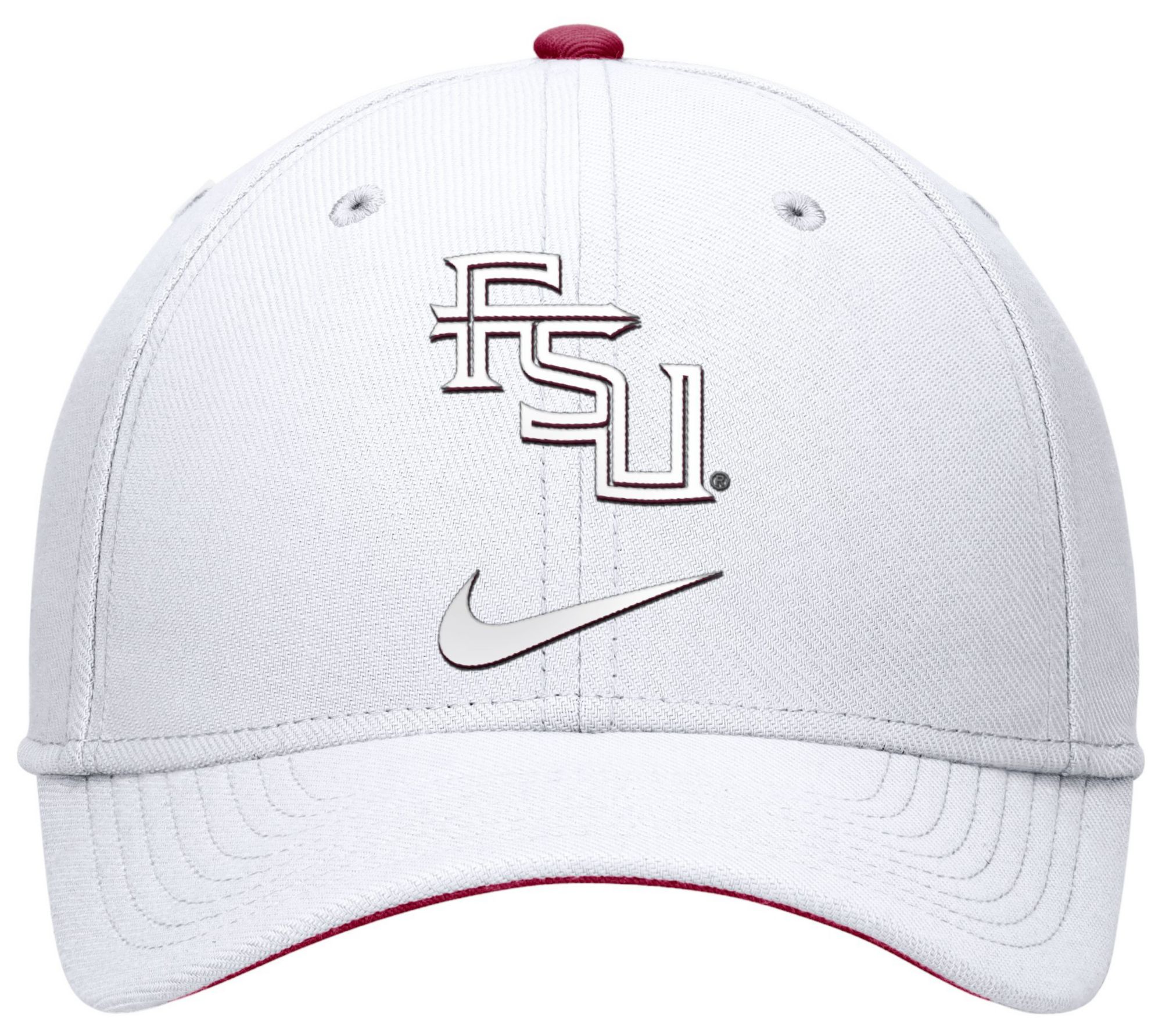 Nike Men's Florida State Seminoles White Swoosh Flex Tonal Stretch Fit Hat product image
