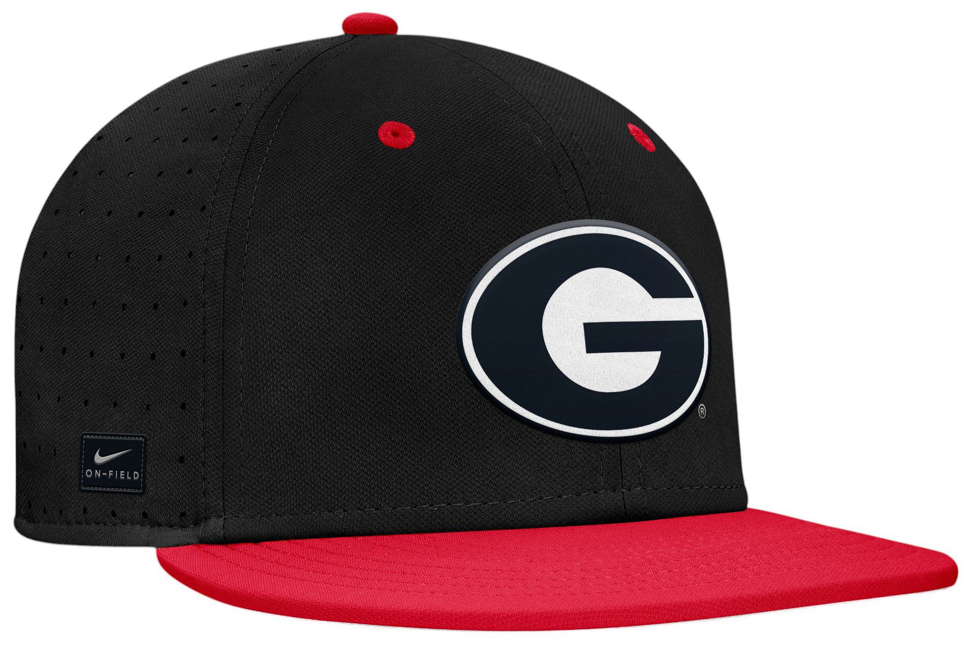 Nike Adult Georgia Bulldogs BLACK/RED Aero Fitted Hat product image