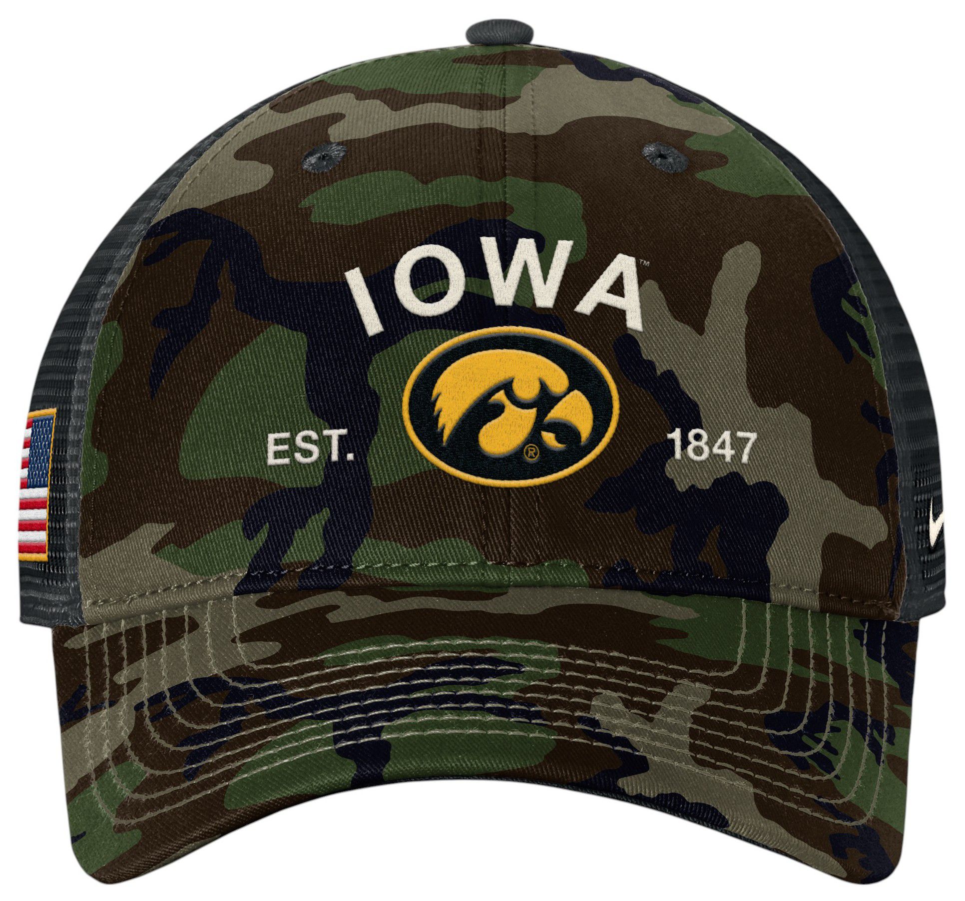 Nike Adult Iowa Hawkeyes Medium Olive 2025 Military Appreciation Trucker Hat product image