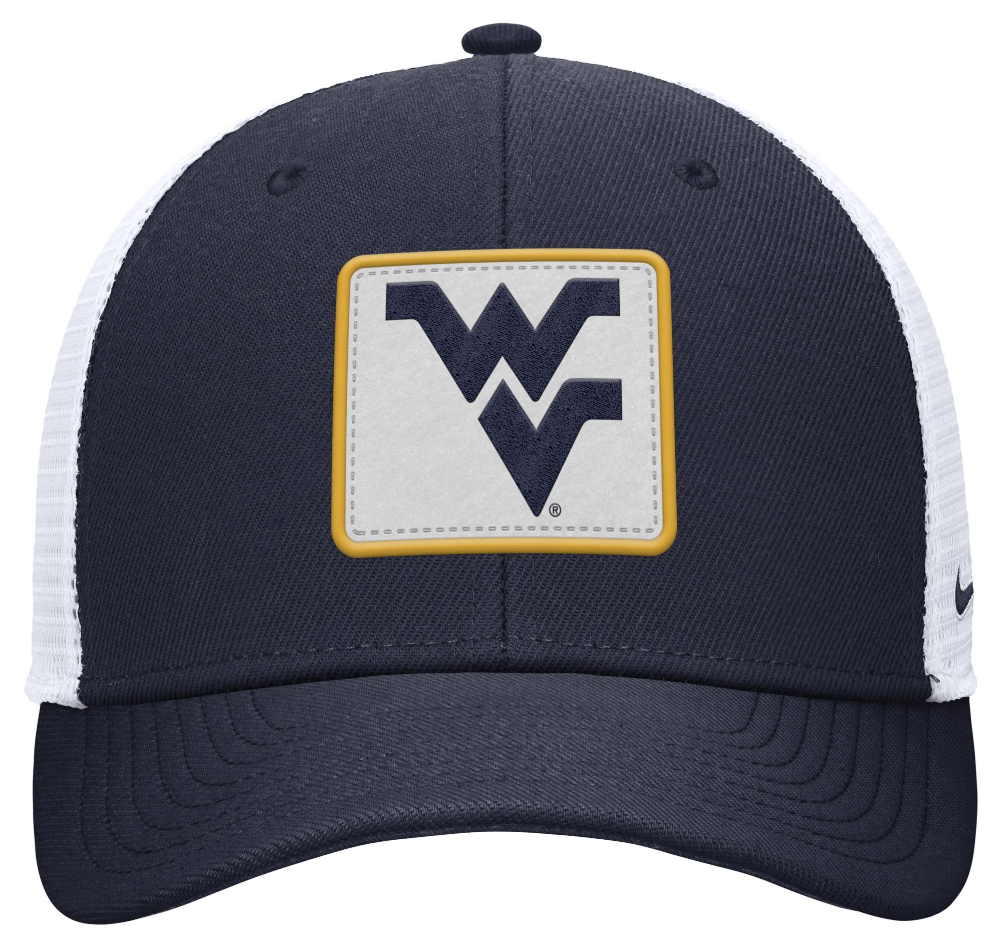 Nike Adult West Virginia Mountaineers College Navy Patch Structured Rise Trucker Hat product image