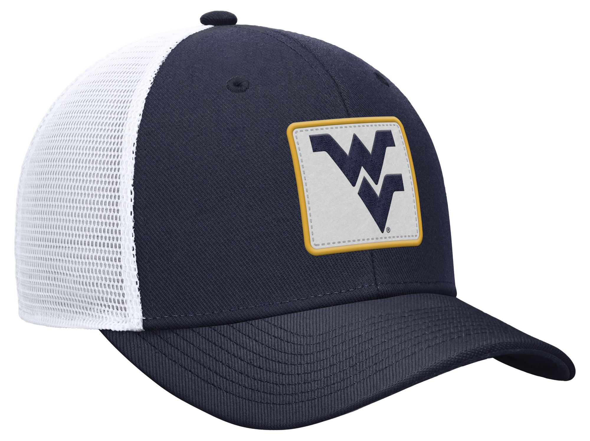 Nike Adult West Virginia Mountaineers College Navy Patch Structured Rise Trucker Hat product image