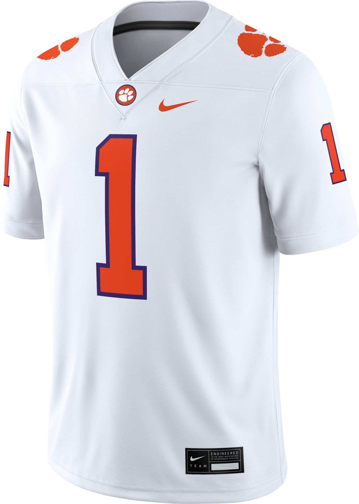 Clemson Nike 1 Away Football Jersey White X Large