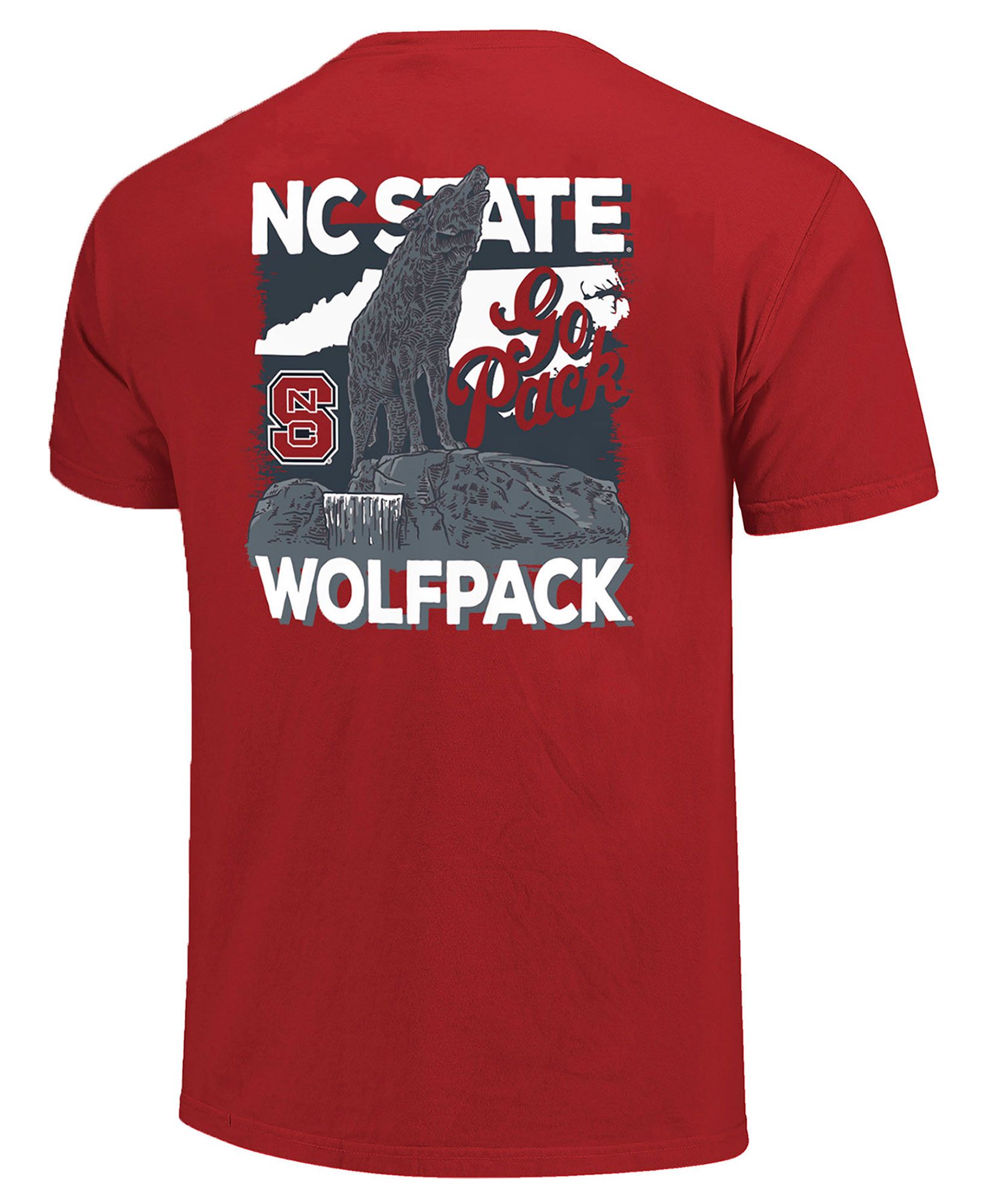Image One Men's NC State Wolfpack Red Rustic Statue Stack T-Shirt product image