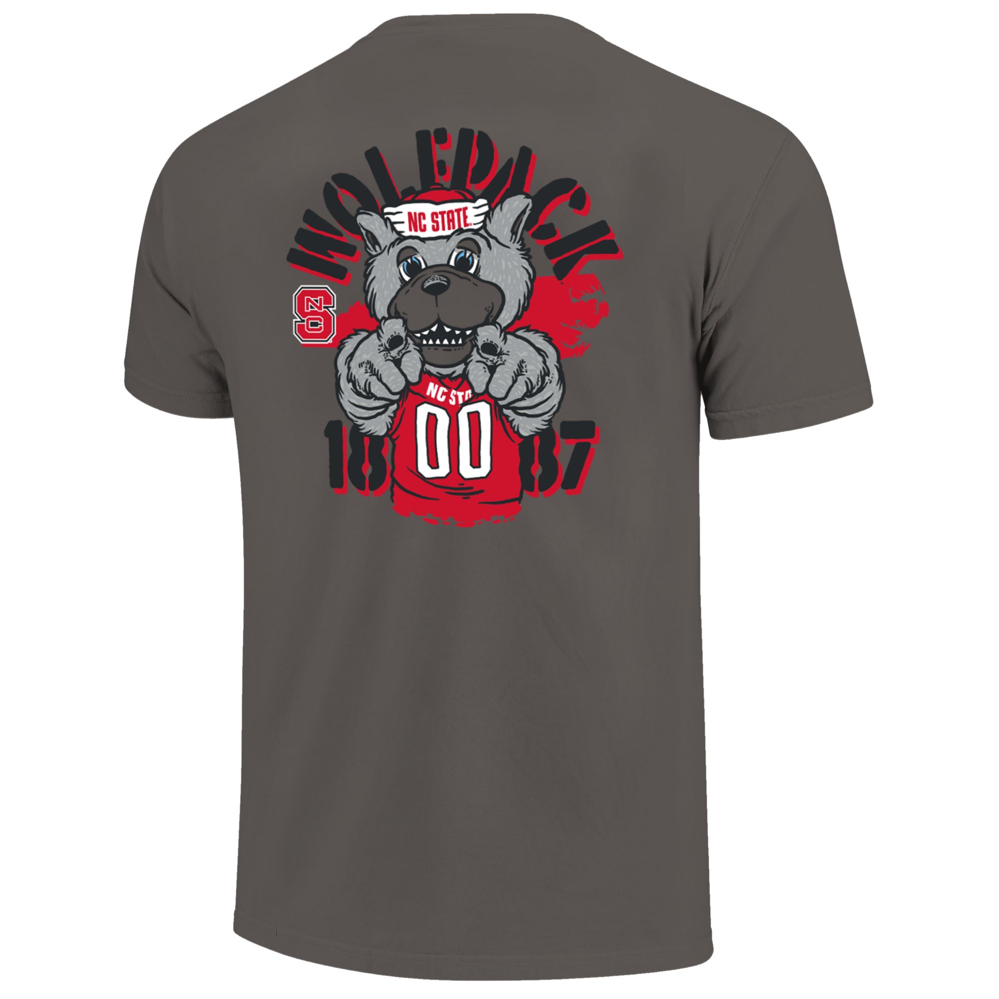 Image One Men's NC State Wolfpack Grey Pointing Mascot Stencil T-Shirt product image