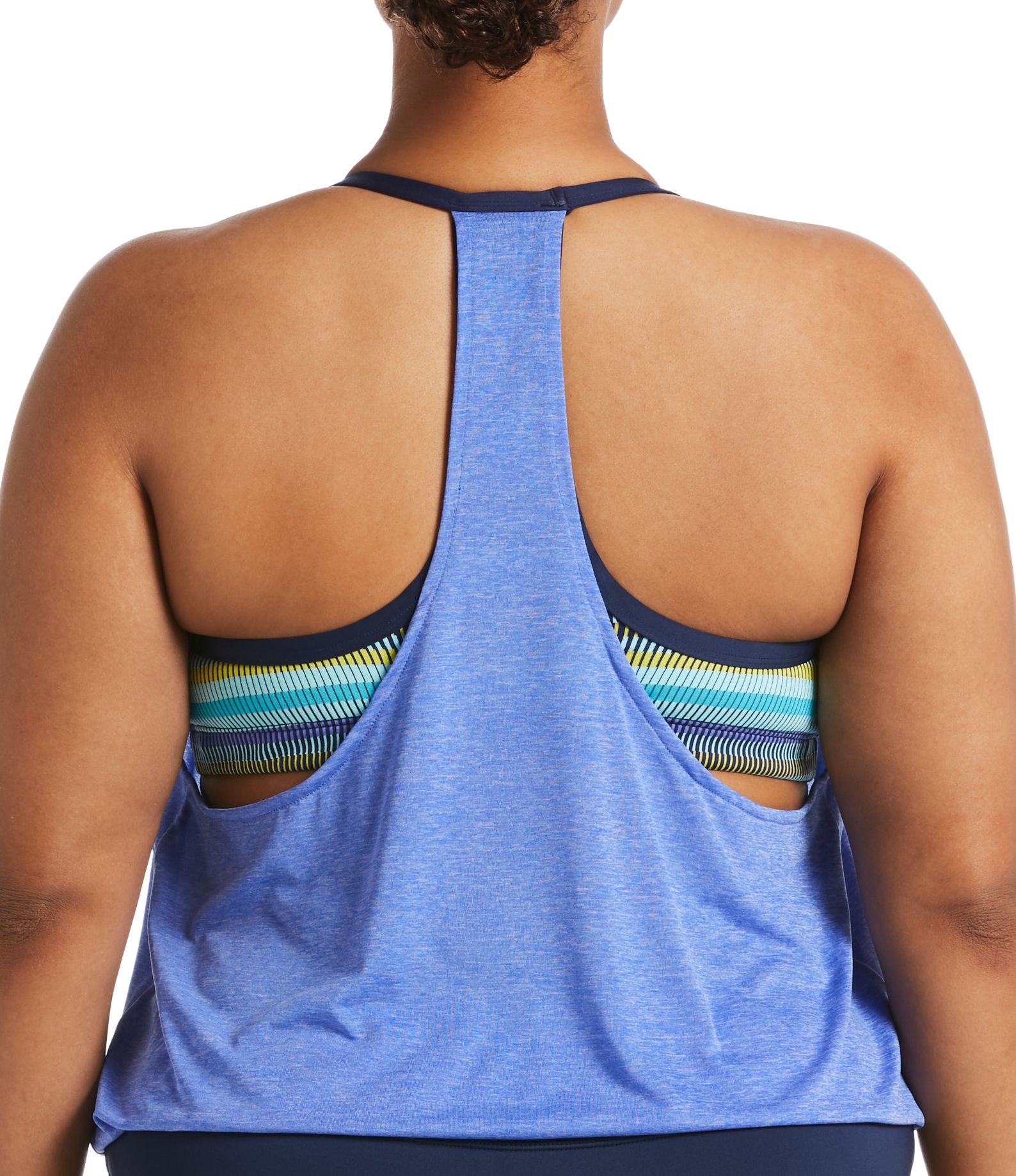 women's nike textured stripe layered tankini top