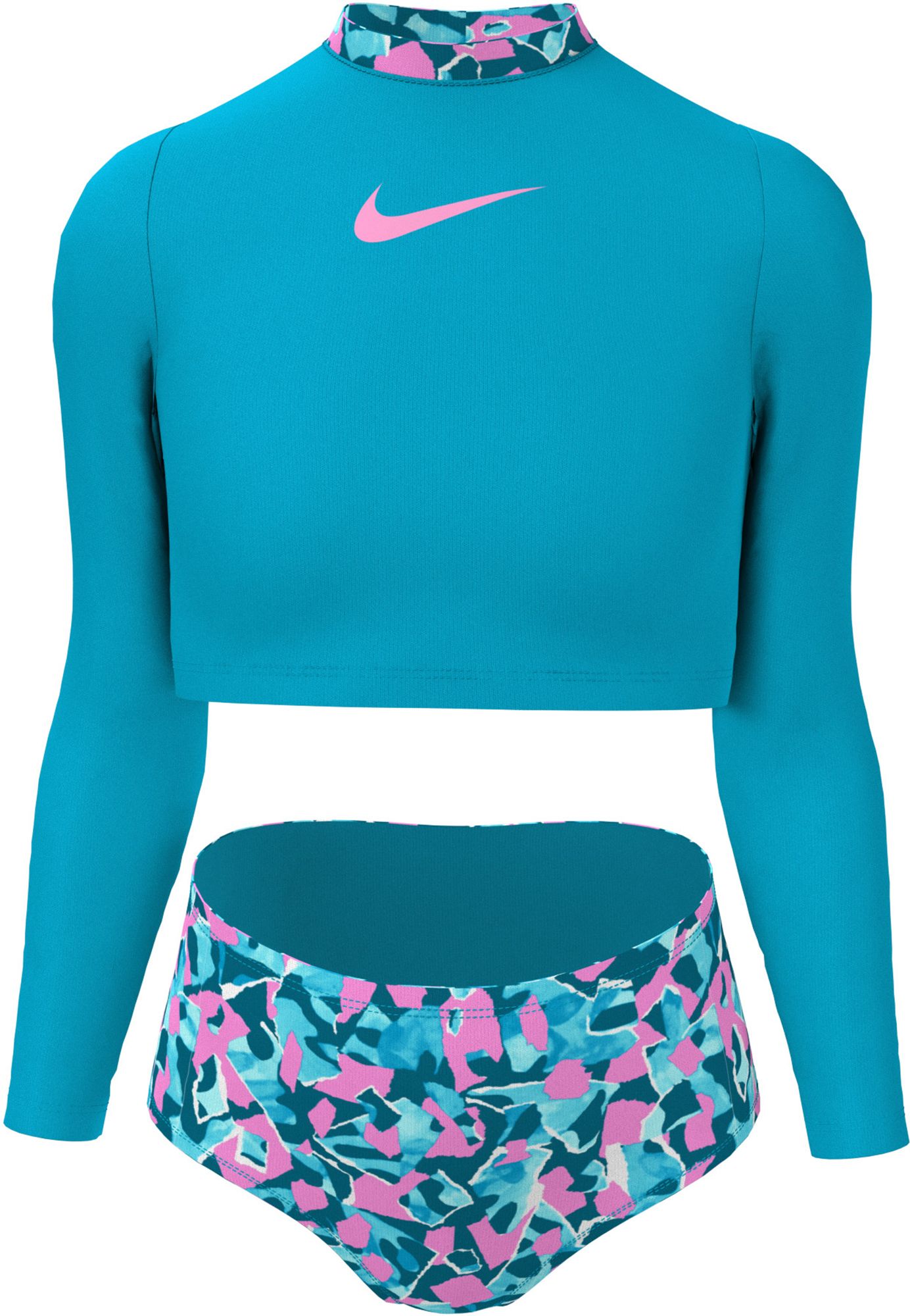 Nike Girls' Long Sleeve Crop Top with High Waist Swim Bottom product image