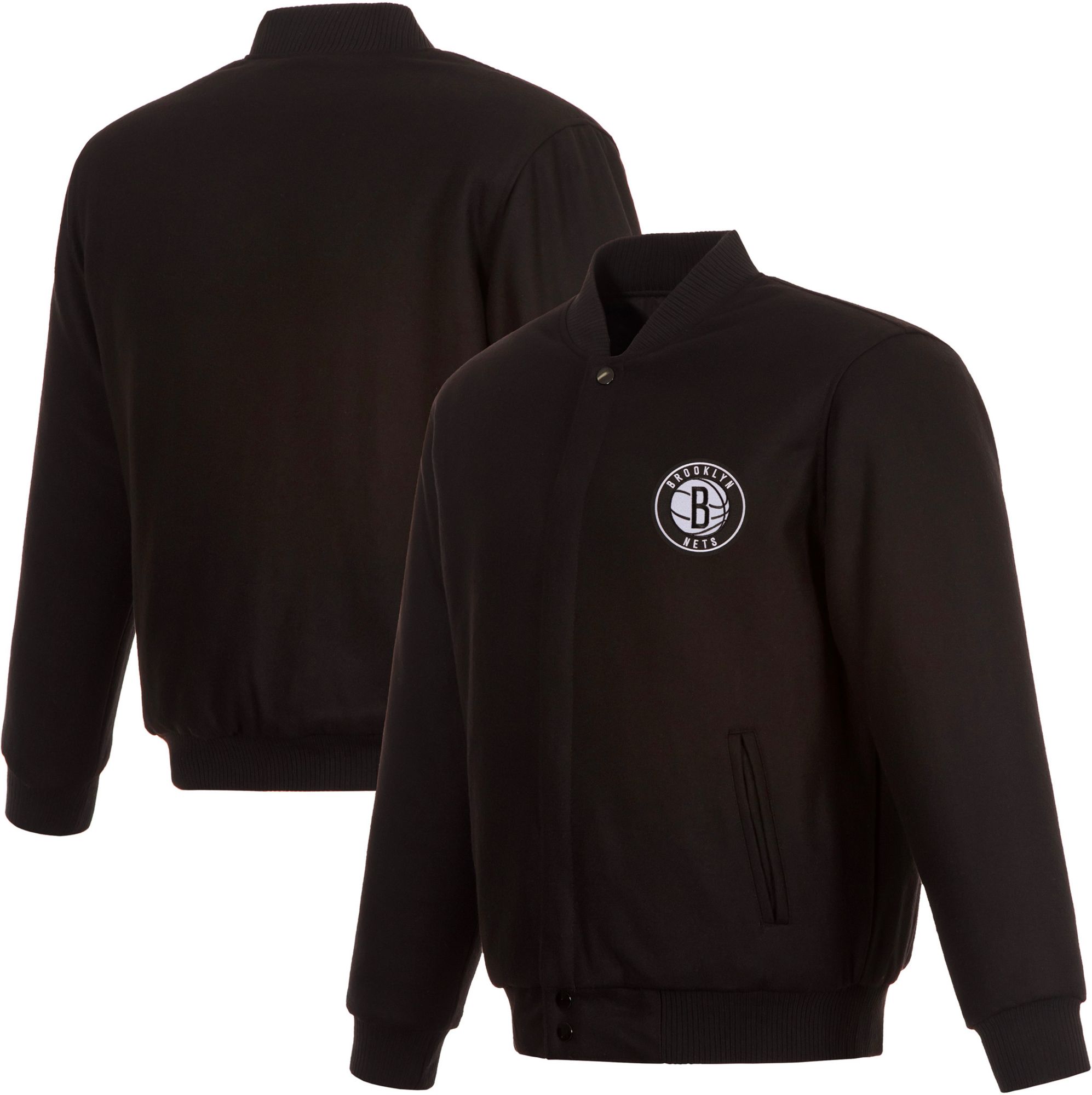 JH Design Men's Brooklyn Nets Black Reversible Wool Jacket product image