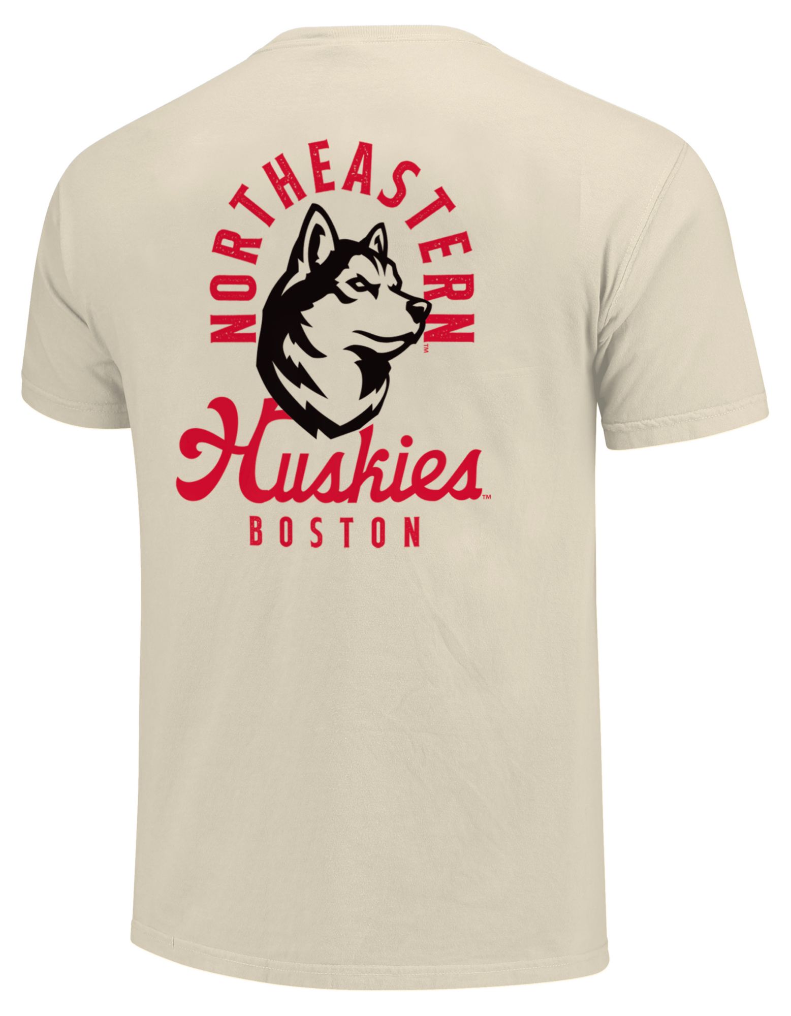 Image One Men's Northeastern Huskies Ivory Mascot Overlay T-Shirt product image