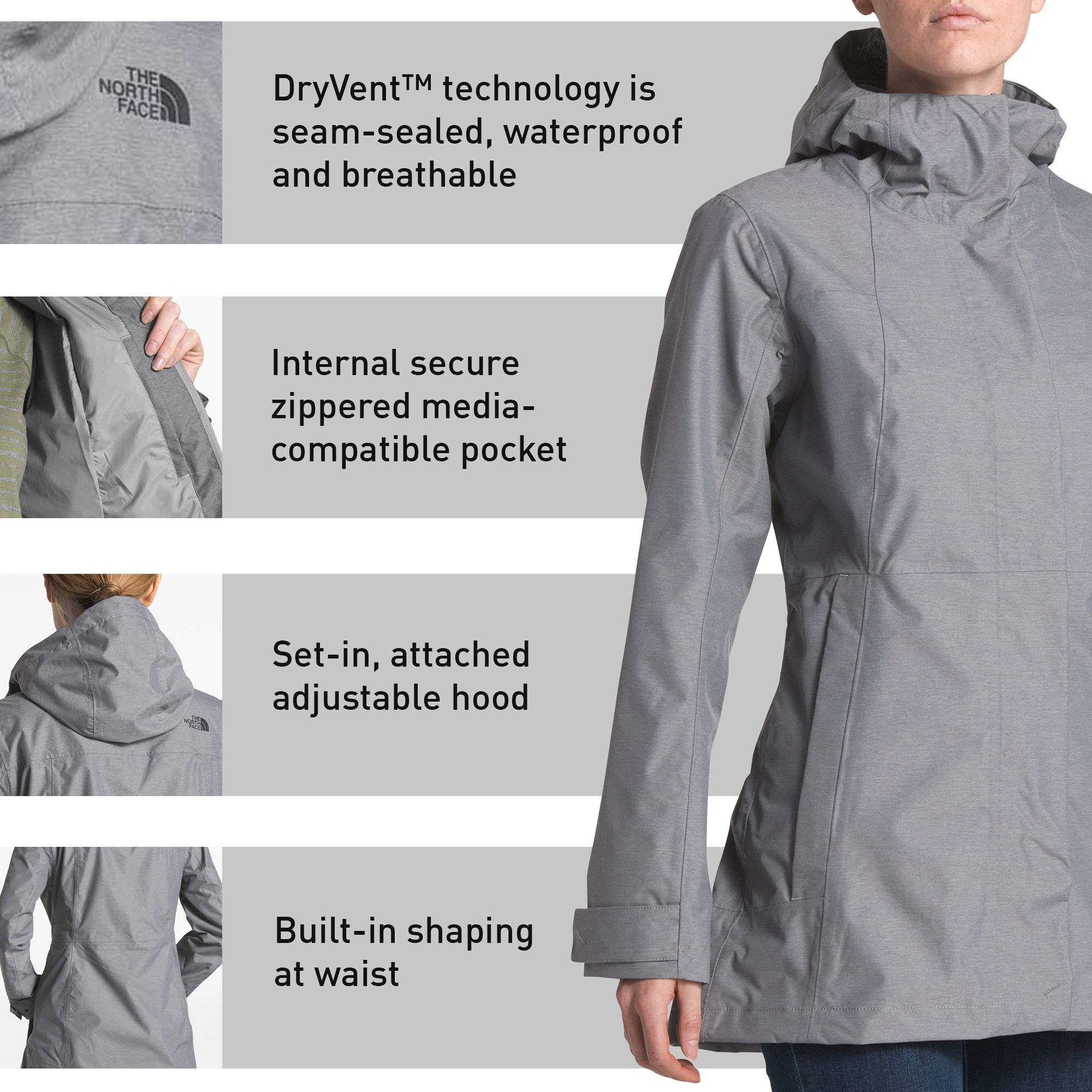 the north face women's city midi trench rain jacket