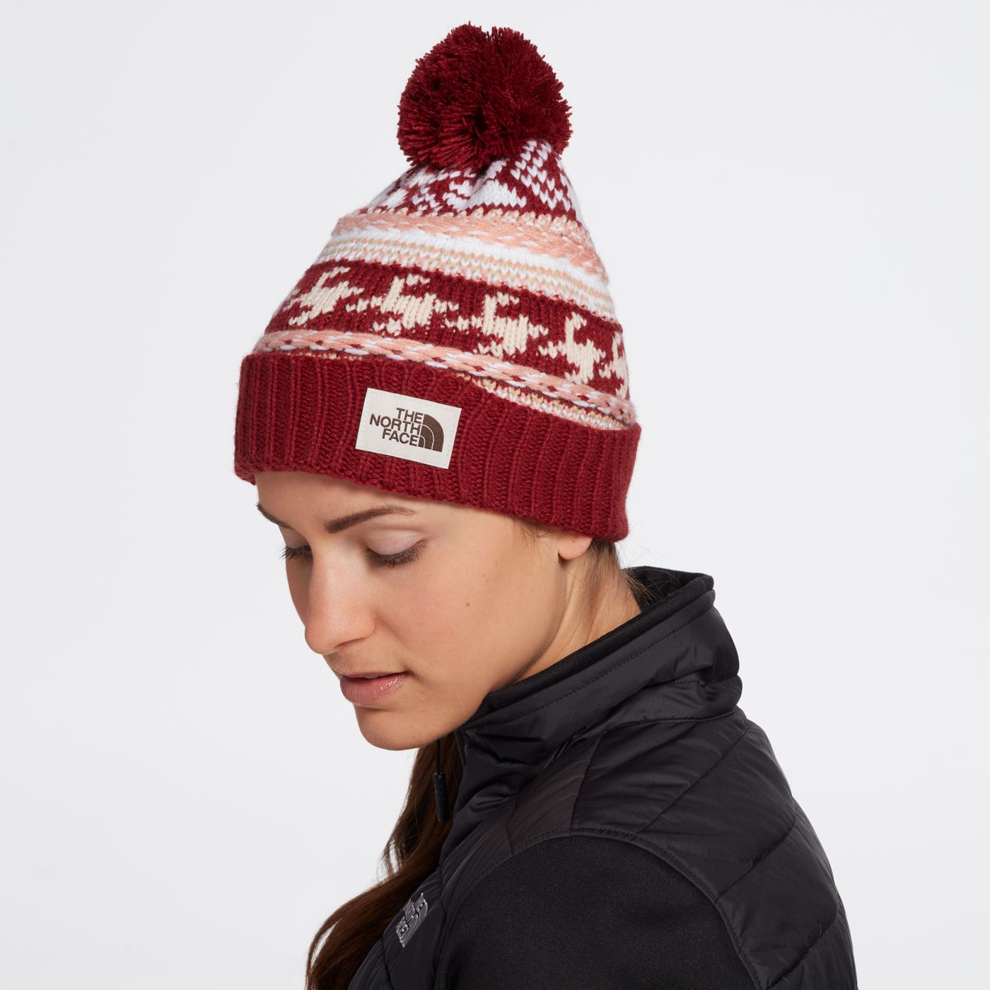 The North Face Women s Fair Isle Beanie Morning Pink Pomegranate