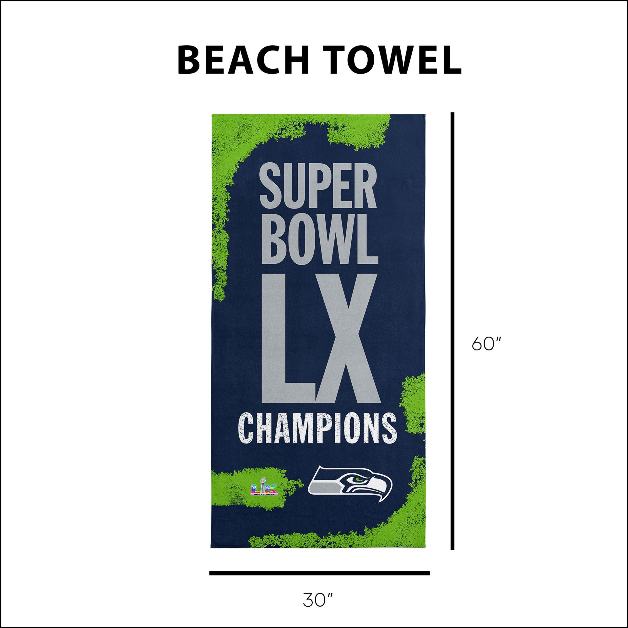 Northwest 2025-26 Super Bowl LX Champions Seattle Seahawks Barbary Beach Towel product image