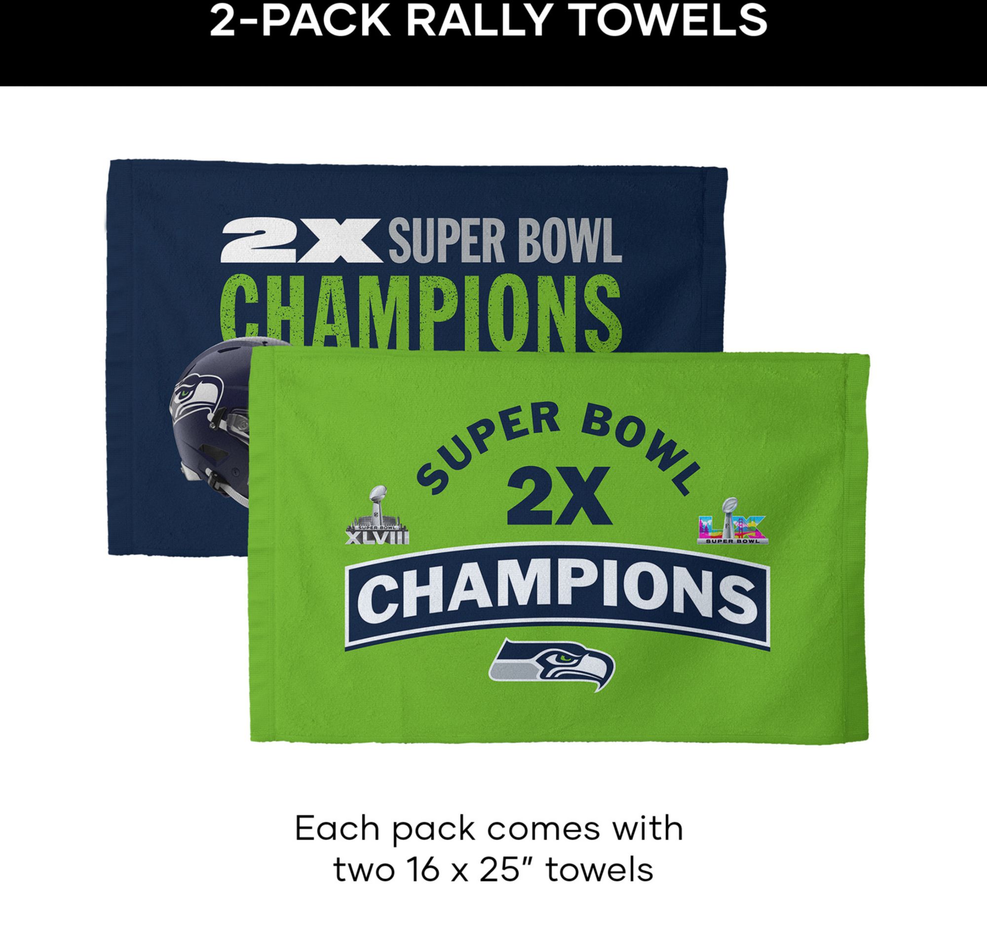 Northwest 2025-26 Super Bowl LX Champions Seattle Seahawks 2 Pack Fan Towel product image