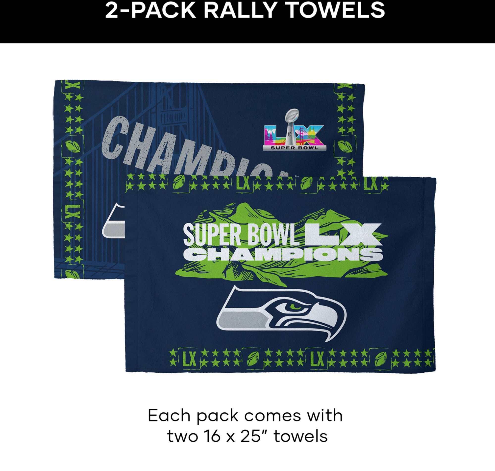 Northwest 2025-26 Super Bowl LX Champions Seattle Seahawks Twin Peaks Towel product image