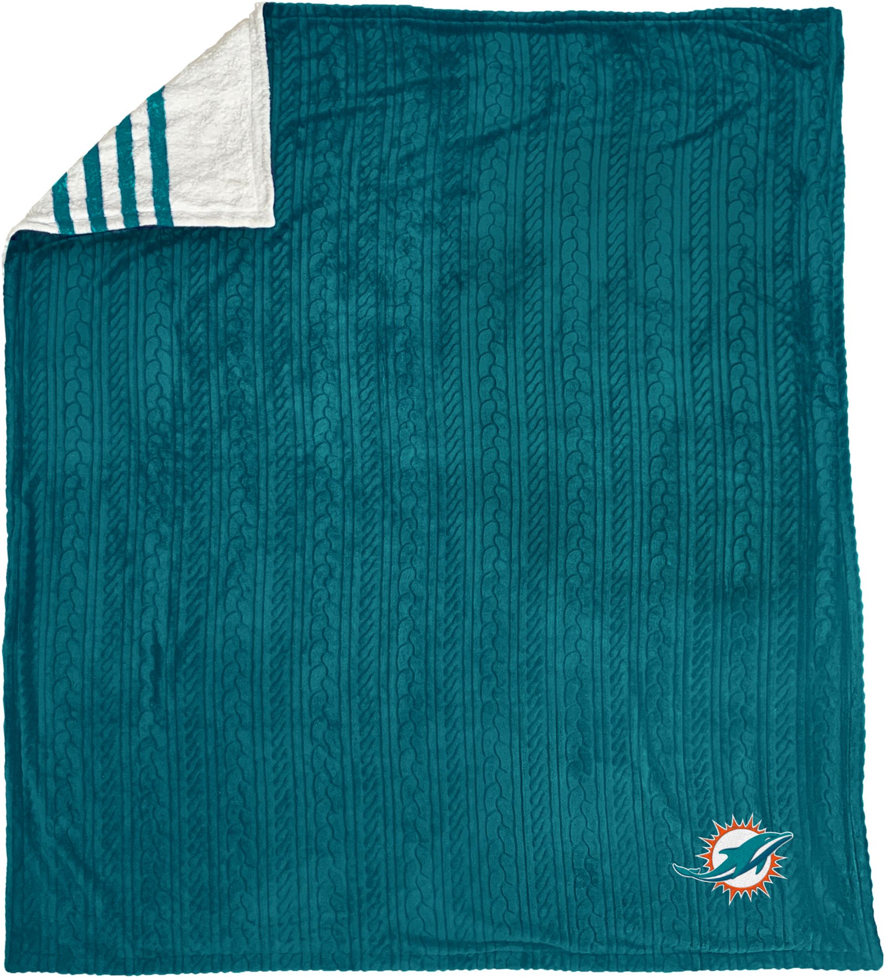 Pegasus Sports Miami Dolphins 60'' x 70'' Embossed Sherpa Stripe Throw Blanket product image