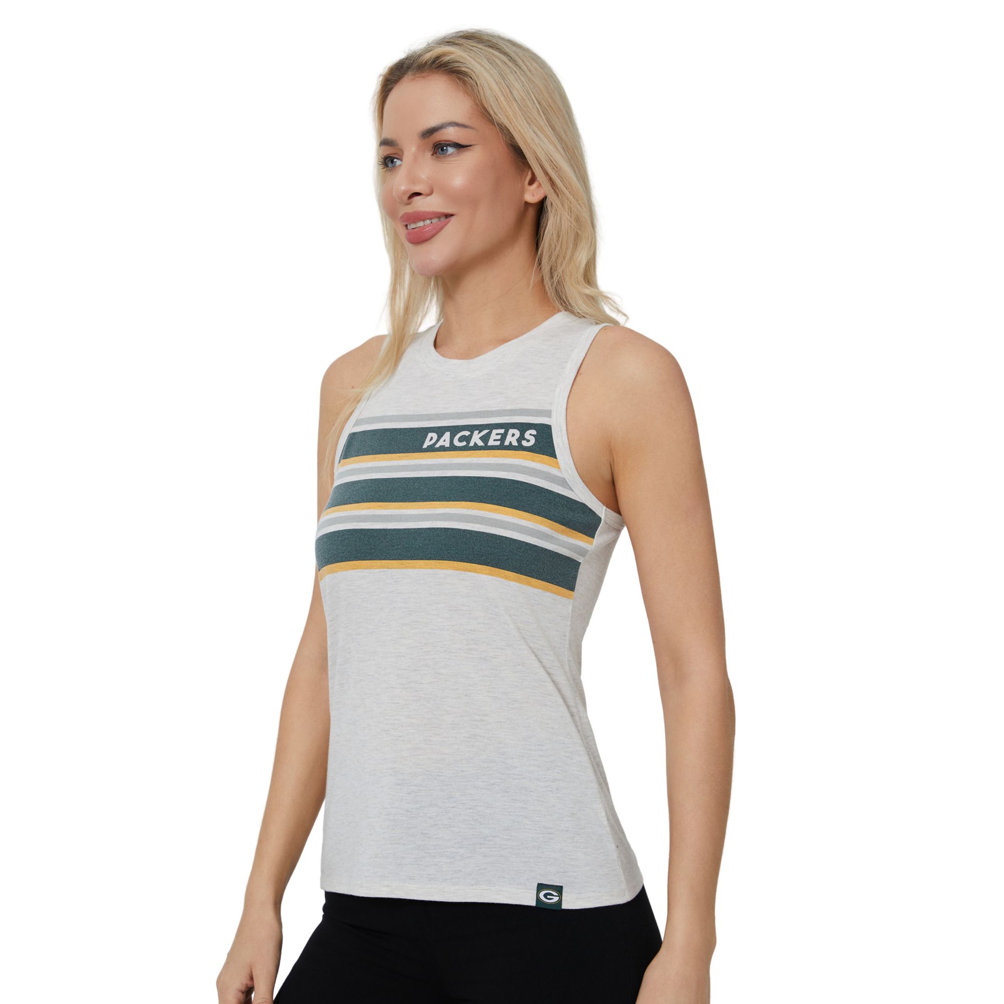 Concepts Sport Women's Green Bay Packers Cream Birch Stripe Tank Top product image