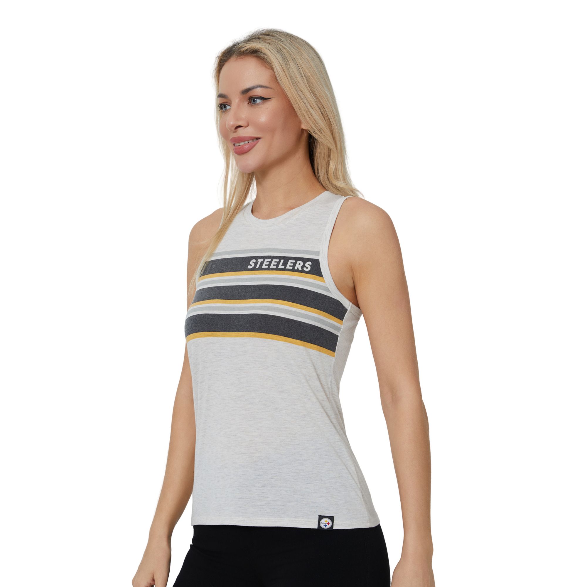 Concepts Sport Women's Pittsburgh Steelers Cream Birch Stripe Tank Top product image