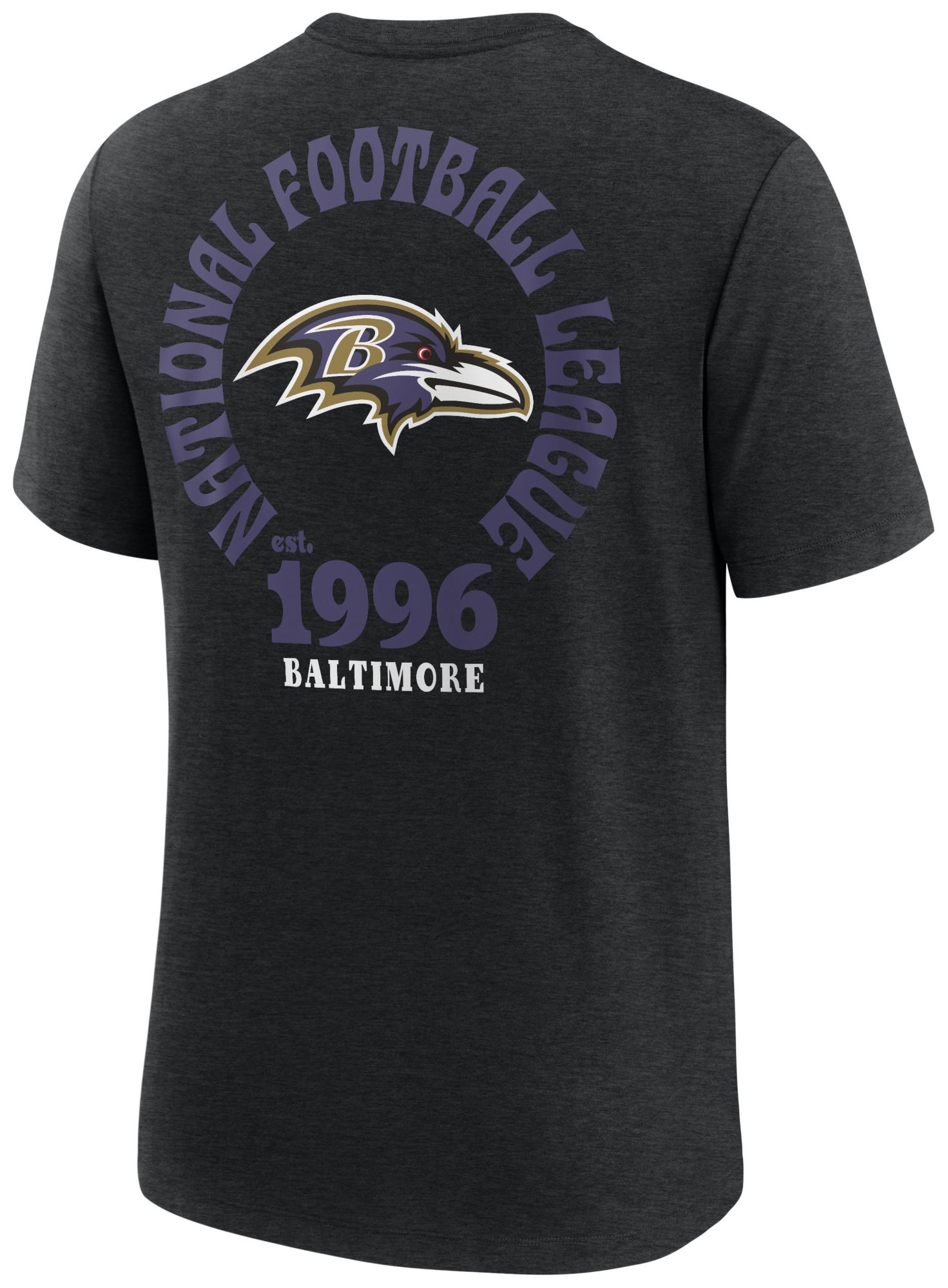 Nike Men's Baltimore Ravens Rewind Tri-Blend Black Heather T-Shirt product image