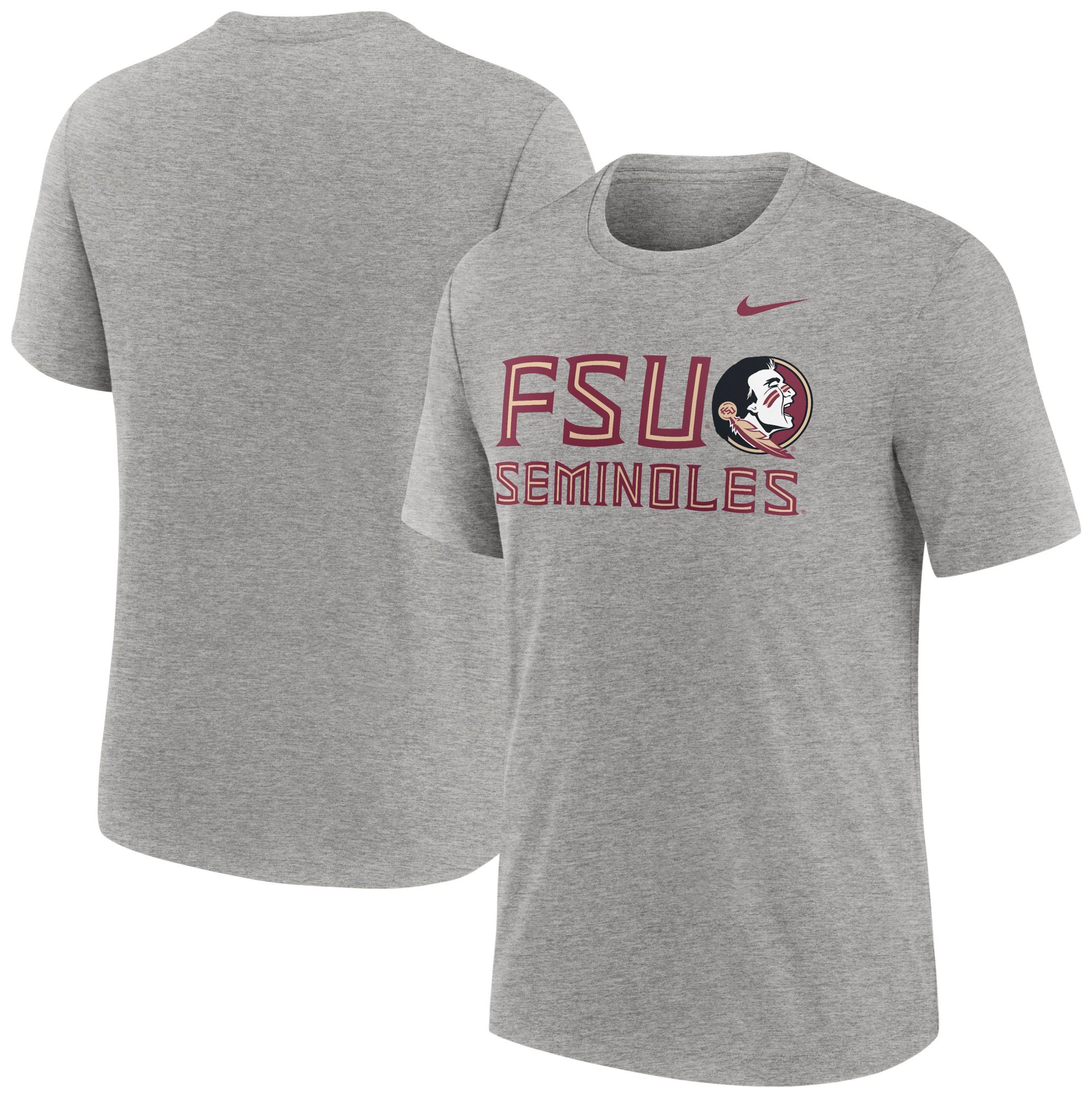 Nike Men's Florida State Seminoles Dark Grey Heather Tri-Blend T-Shirt product image