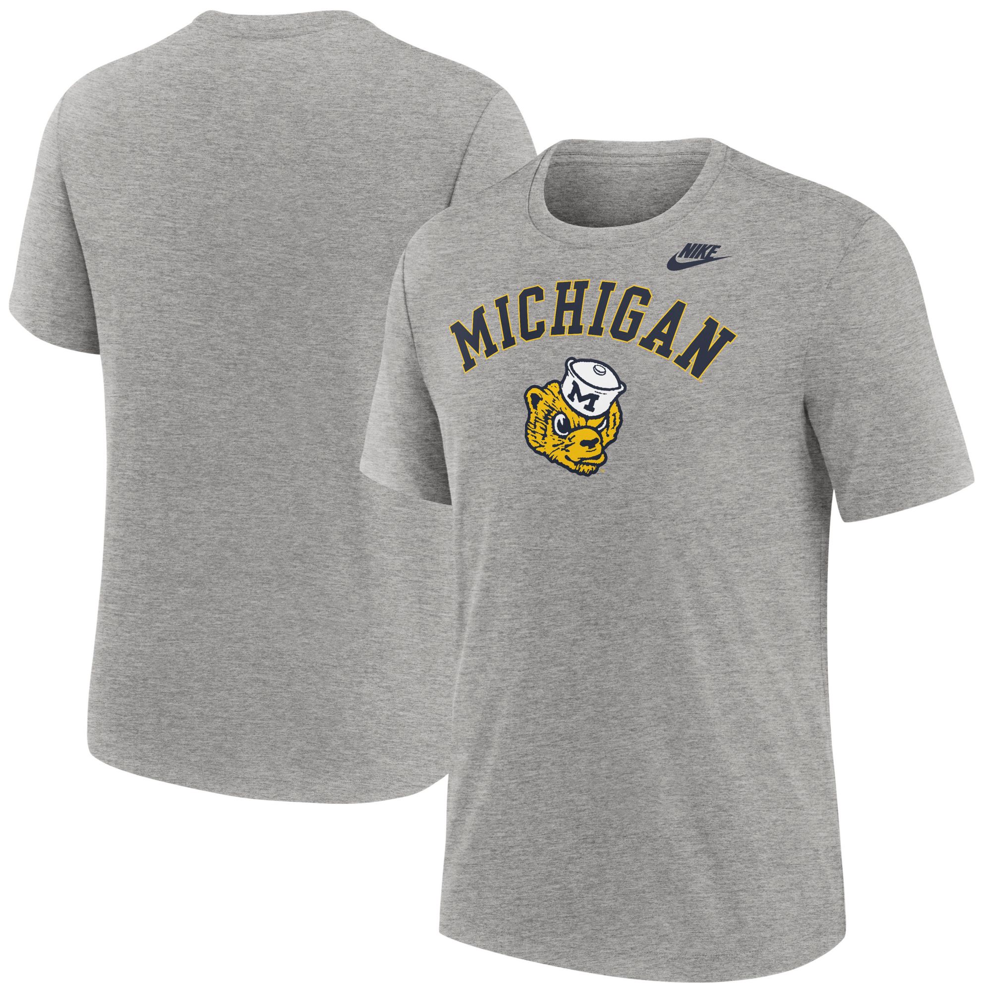 Nike Men's Michigan Wolverines Dark Grey Heather Legacy Arch T-Shirt product image