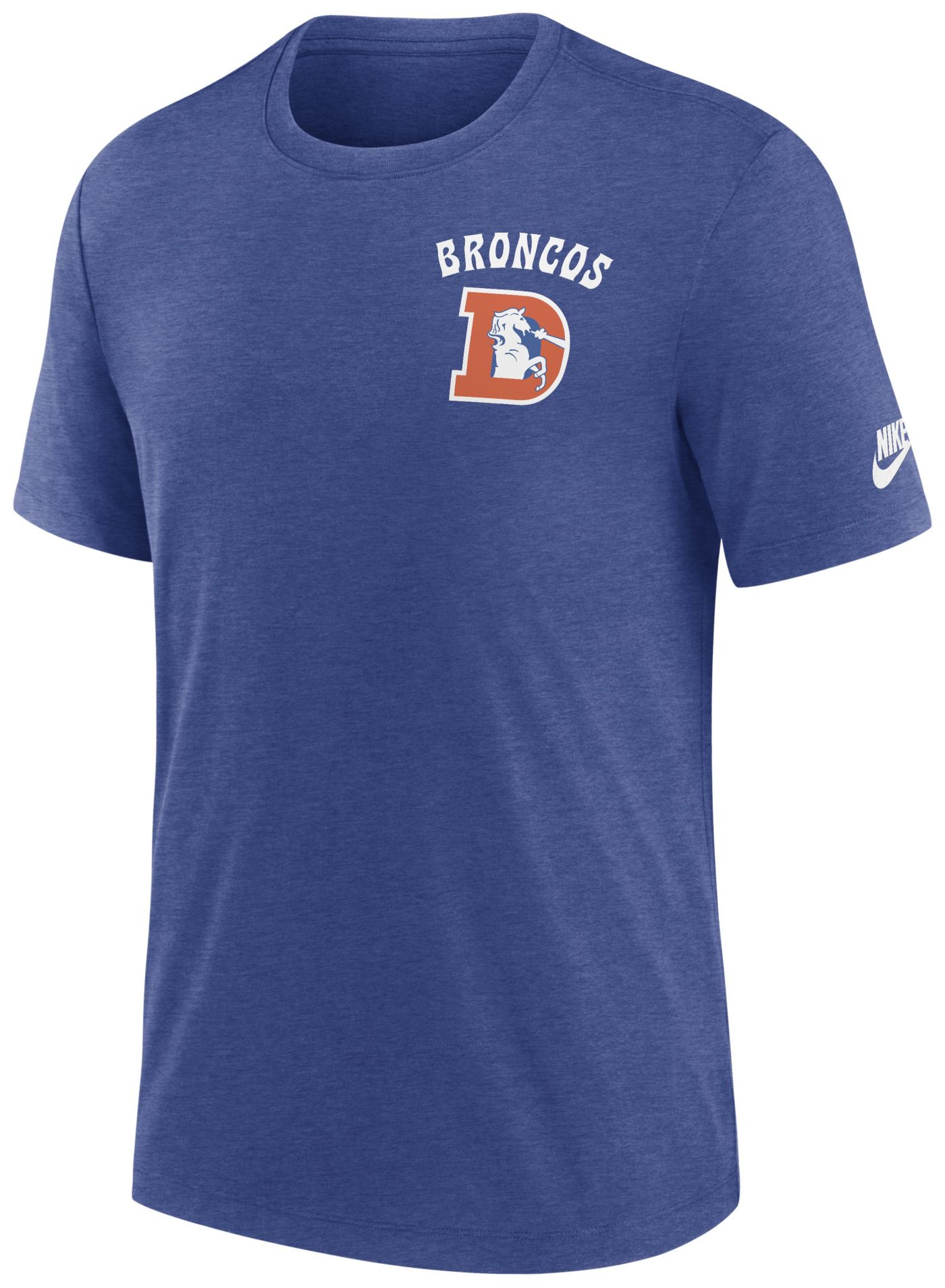 Nike Men s Denver Broncos Rewind Tri Blend Blue Heather T Shirt Dick s Sporting Goods