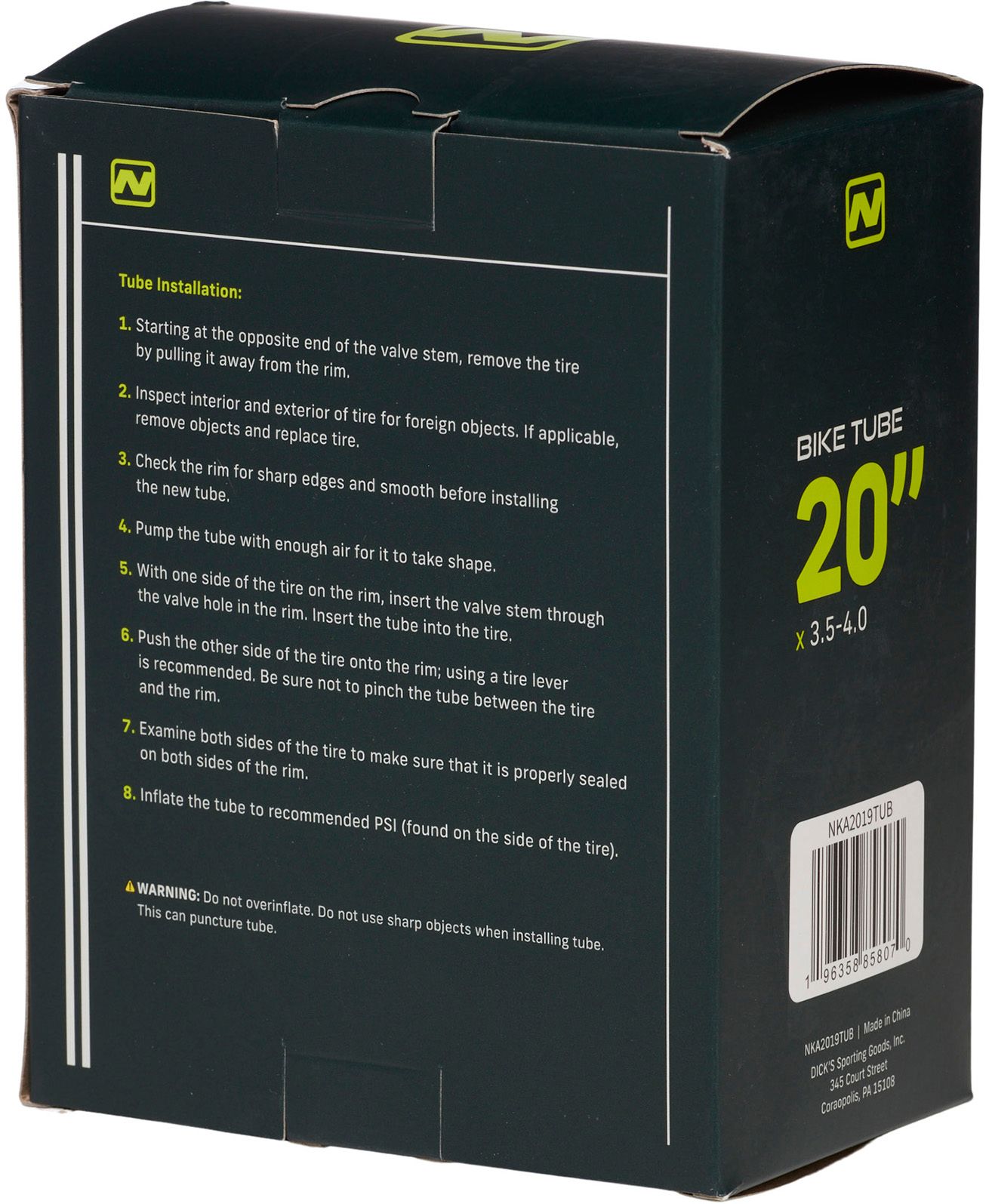 Nishiki Schrader Valve 20" X 3.5-4.0 Bike Tube product image