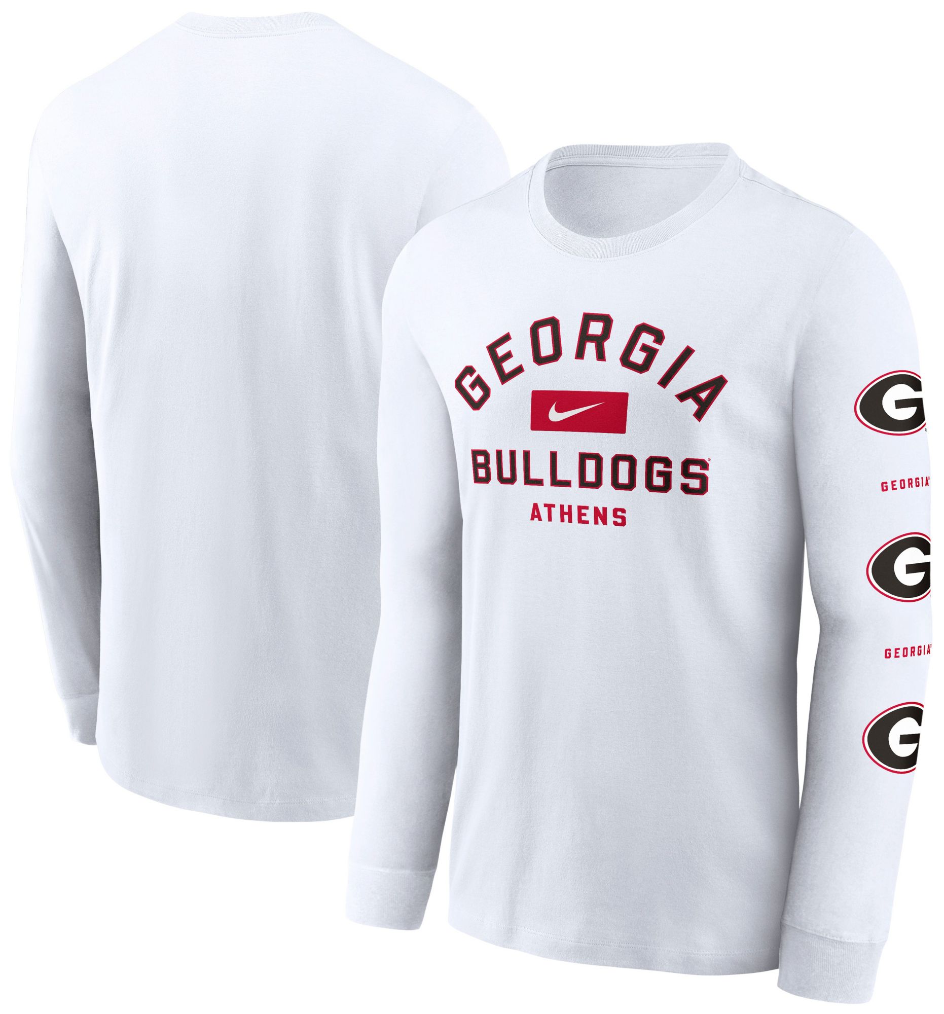 Nike Men's Georgia Bulldogs White Sleeve Hit Long Sleeve T-Shirt product image