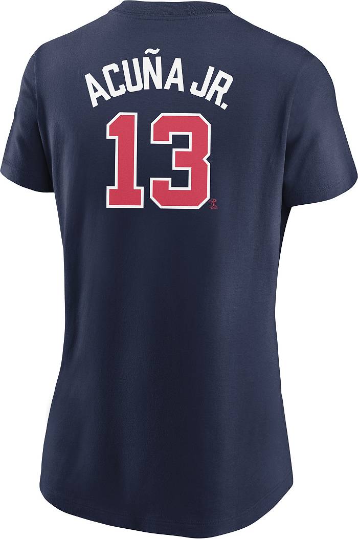 Nike Women's Atlanta Braves Ronald Acuña Jr. #13 Navy T-Shirt