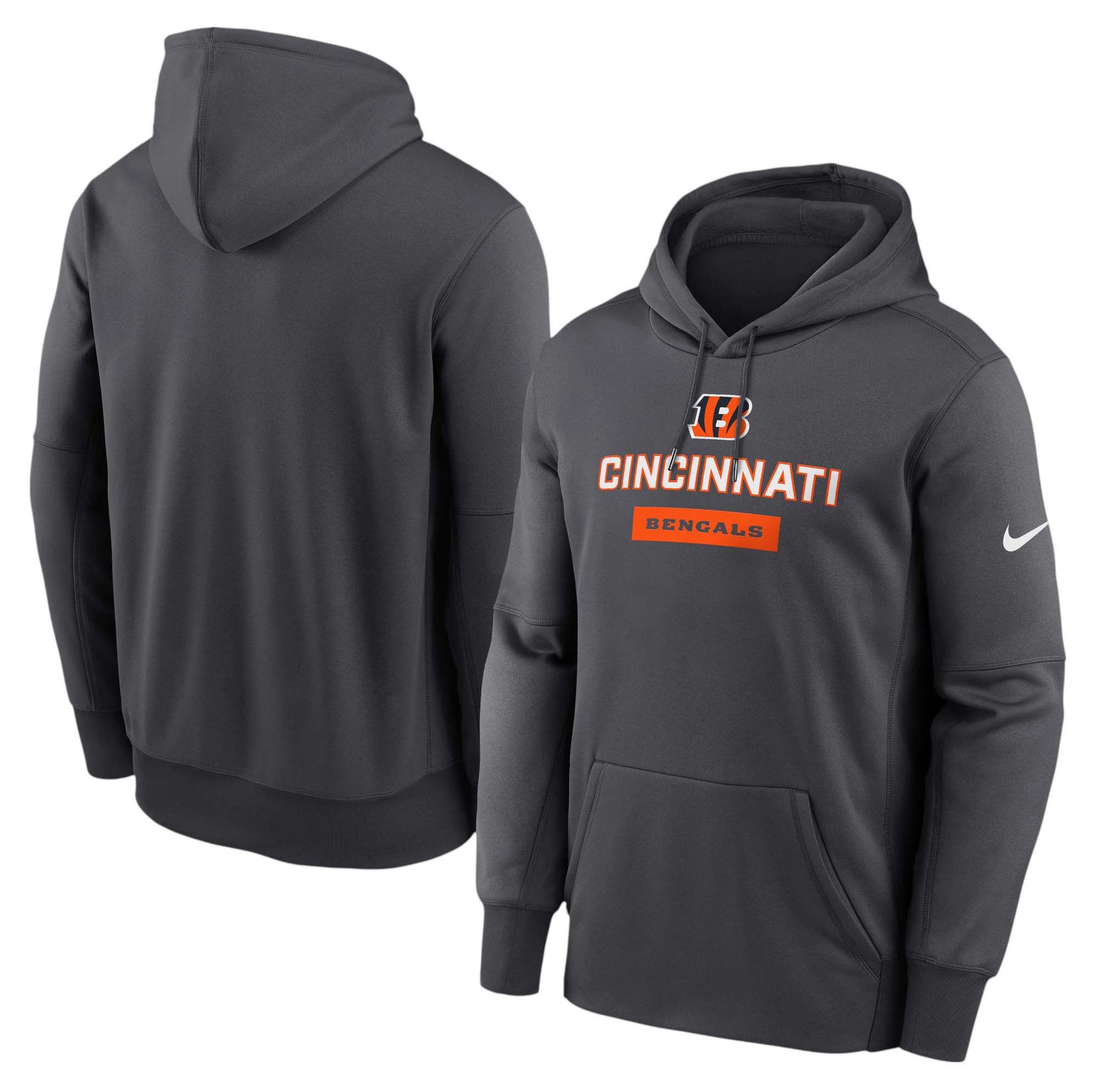 Nike Men's Cincinnati Bengals Anthracite Therma Pullover Hoodie product image