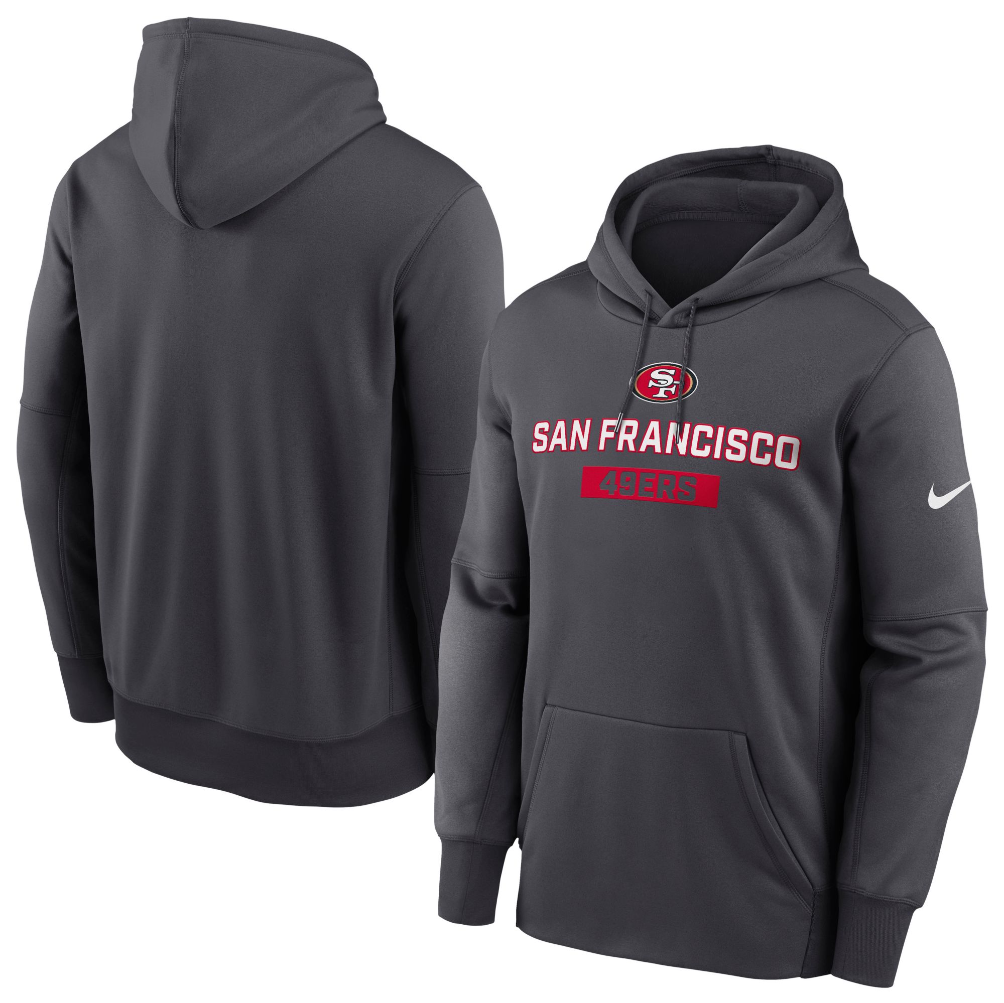 Nike Men's San Francisco 49ers Anthracite Therma Pullover Hoodie product image