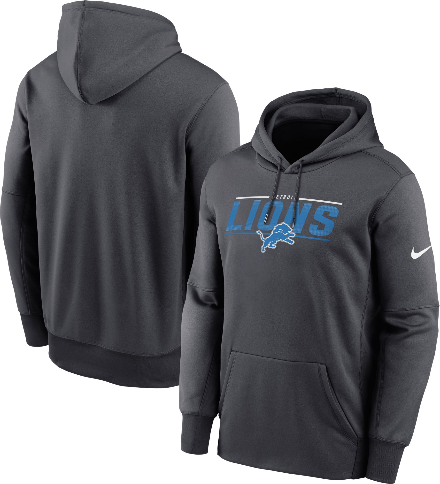 Nike Men's Detroit Lions Team Wordmark Anthracite Pullover Hoodie product image