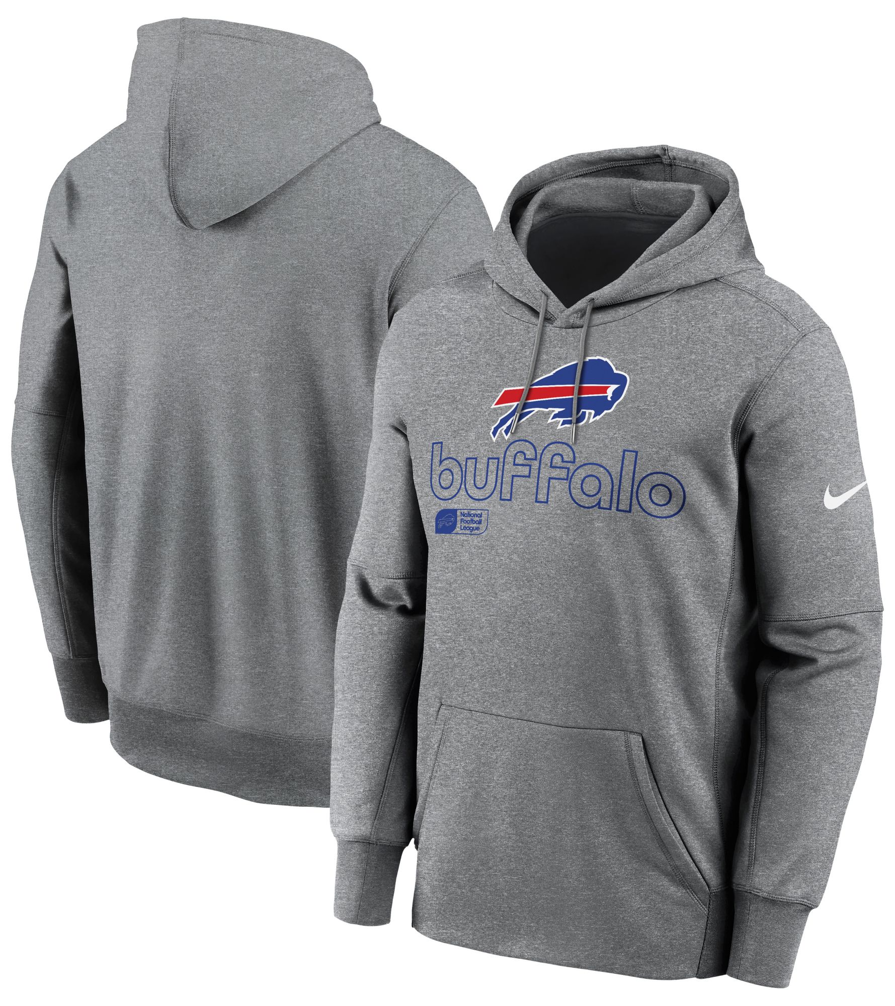 Nike Men's Buffalo Bills Therma-FIT Dark Grey Heather Pullover Hoodie product image